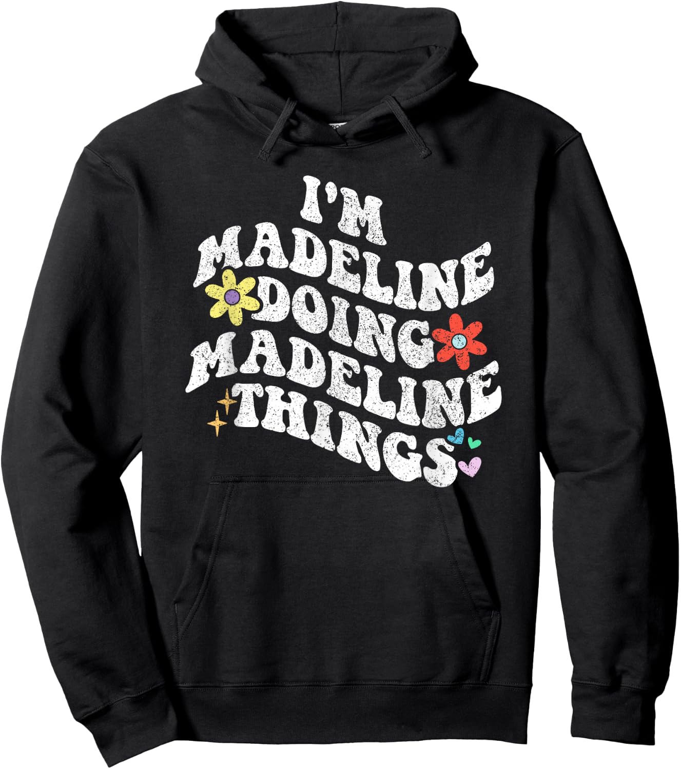 Personalized Name Mothers Day outfit Retro Groovy Im MADELINE Doing MADELINE Things Funny Hoodie - Hoodie | Black