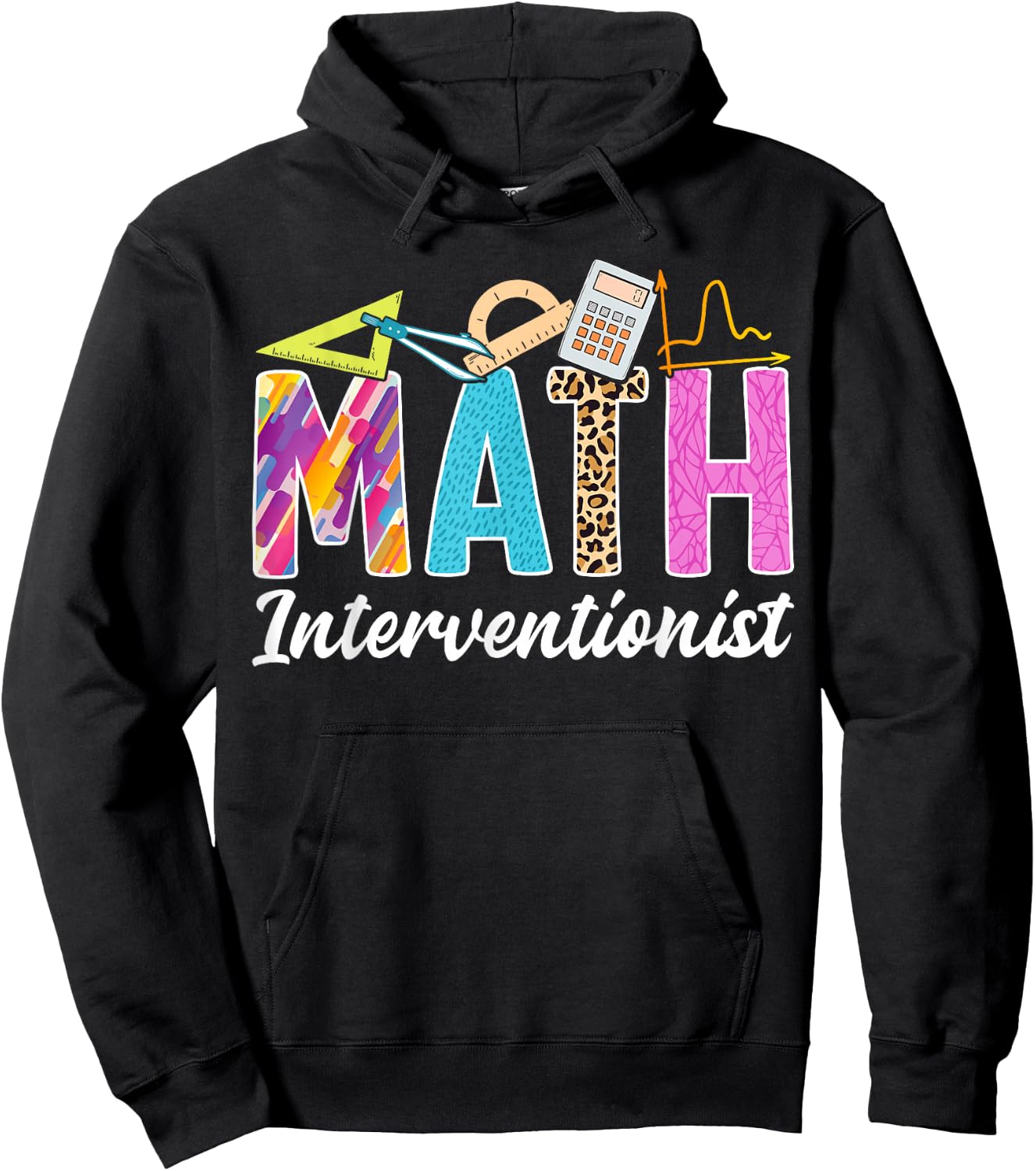 Math Interventionist Teacher Appreciation Leopard Men Women Hoodie - Hoodie | Black