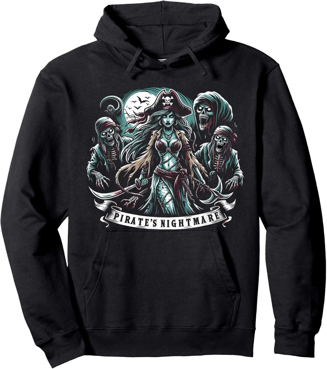 Spooky Sirens Horror Mermaid Creepy Mermaid Haunted Sea Hoodie - Hoodie | Black