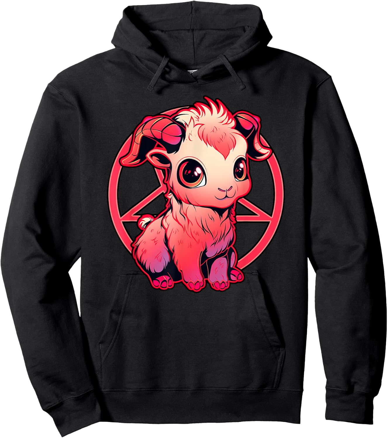 Satanic Kawaii Baby Goat Goth Girl Fun Baphomet Graphic Hoodie - Hoodie | Black