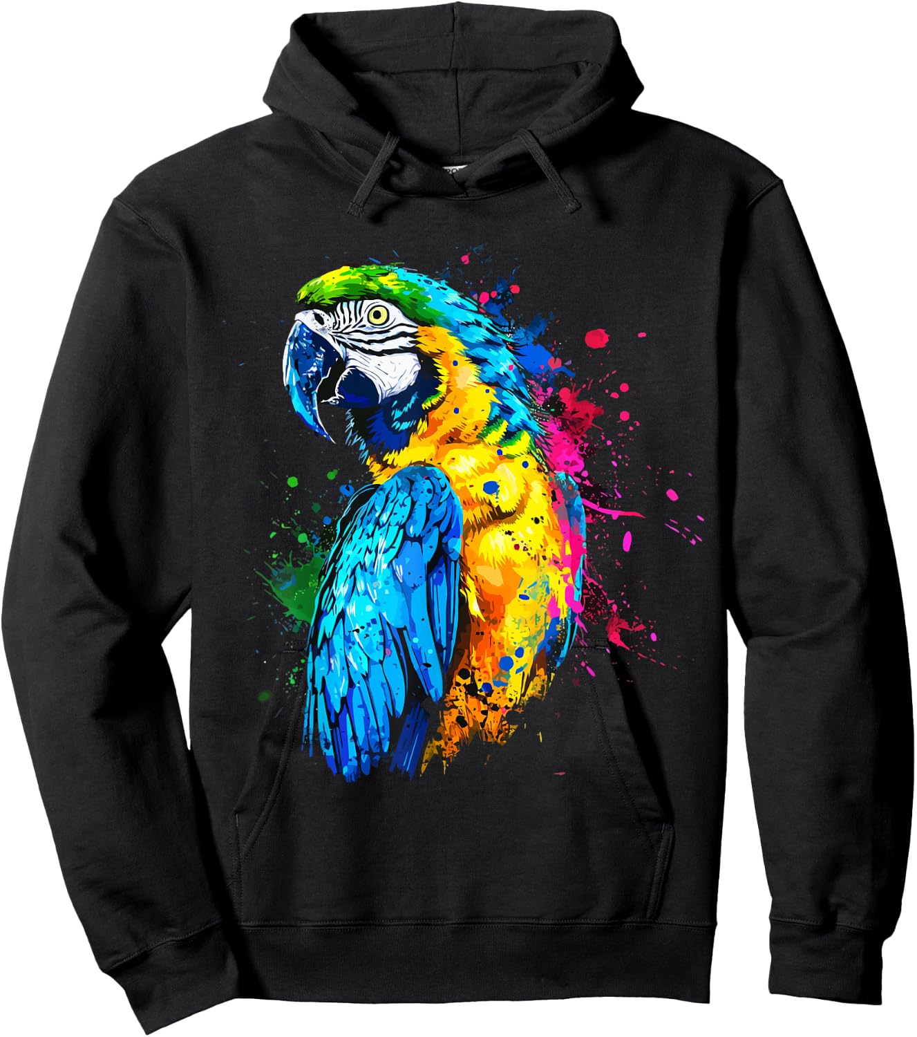 Colorful Parrot Watercolor Hoodie - Hoodie | Black