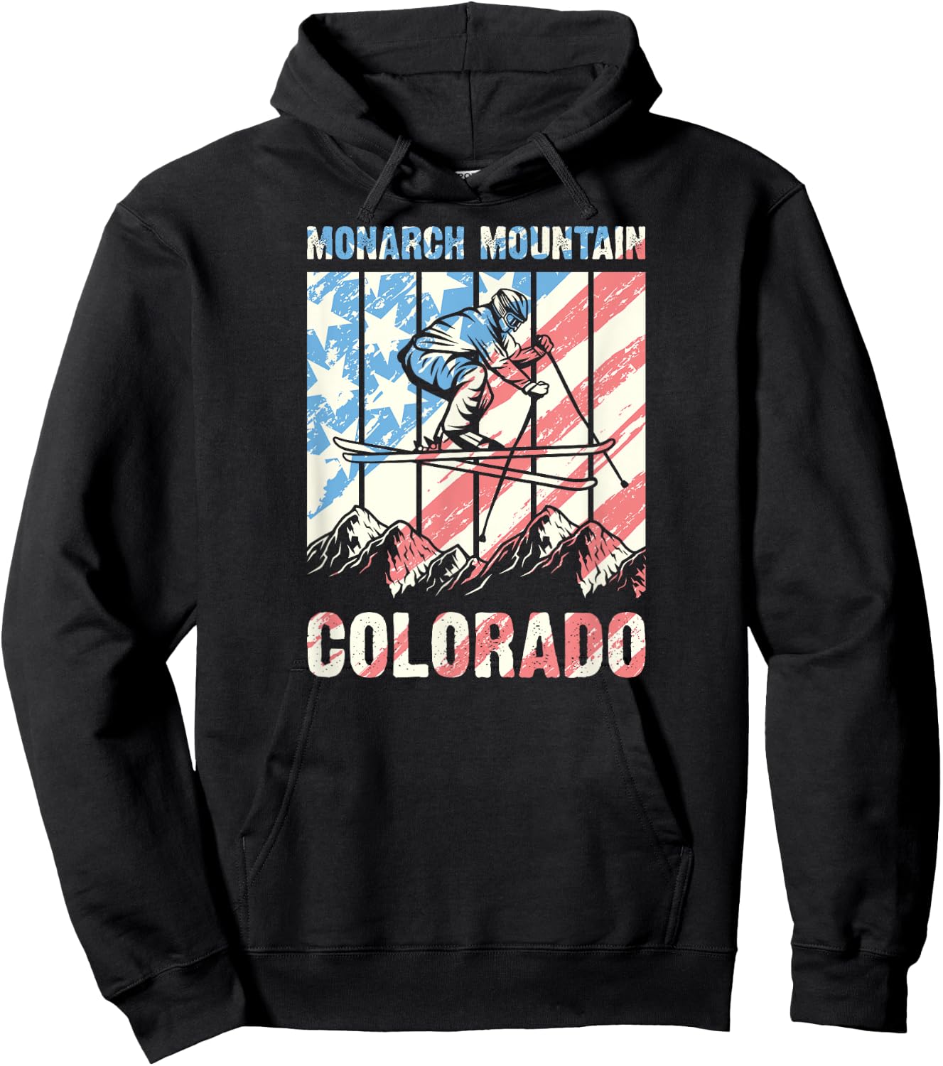 Matching Retro Mountain Skiing Loveland Monarch Mountain Hoodie - Hoodie | Black