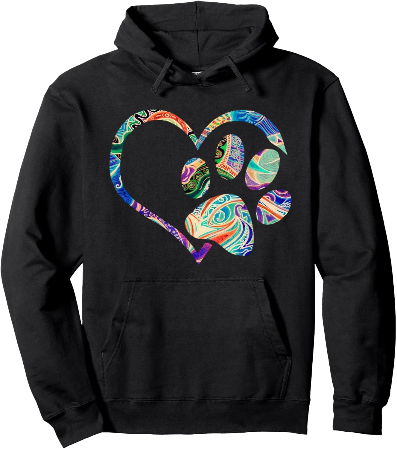 Animal Rescue Shirt Dog Paw Print Tie Dye Rainbow Dog Love Men Women Girls Kids Hoodie - Hoodie | Black