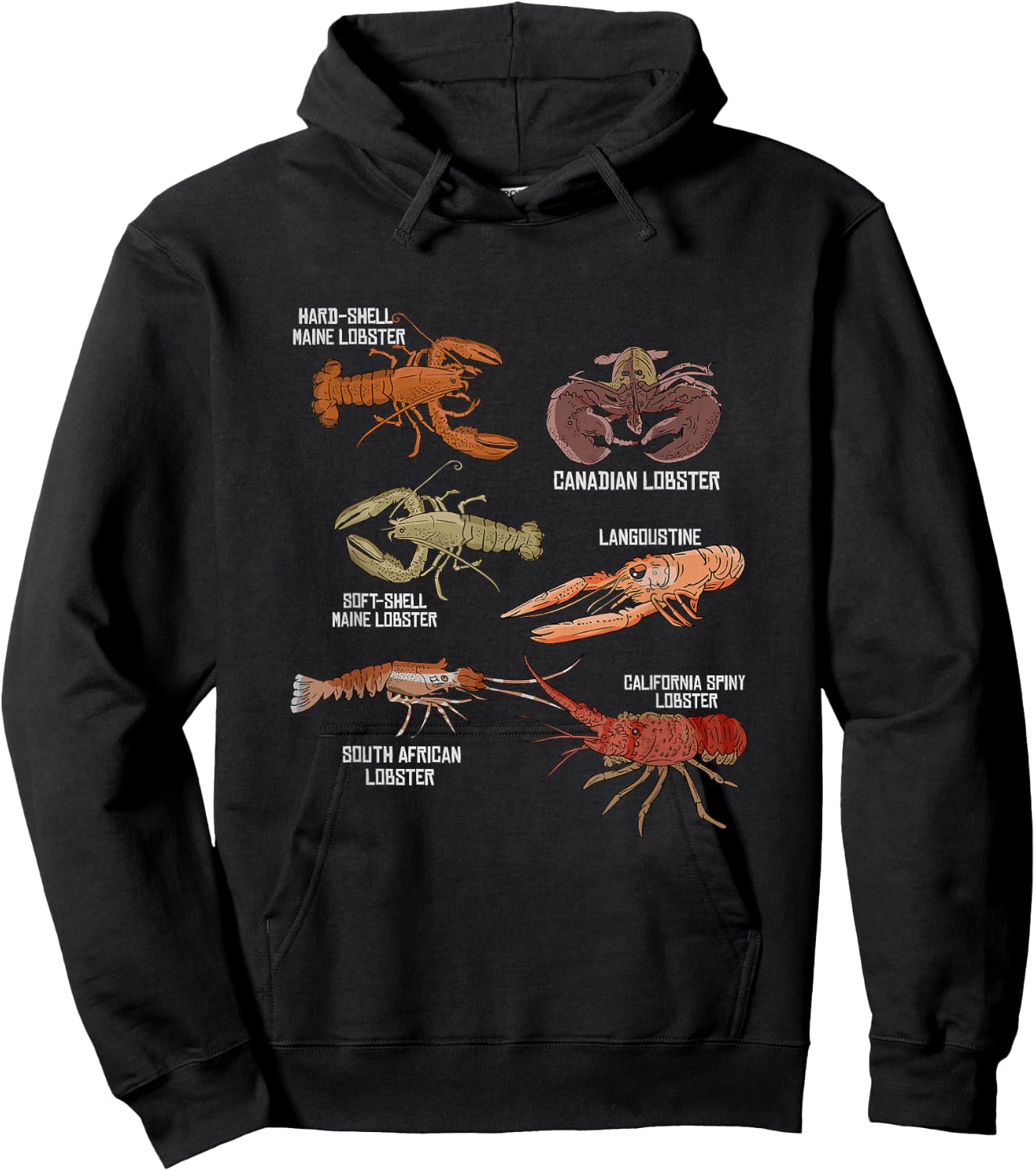 Lobster Species Illustration Biology Crustaceans Hoodie - Hoodie | Black