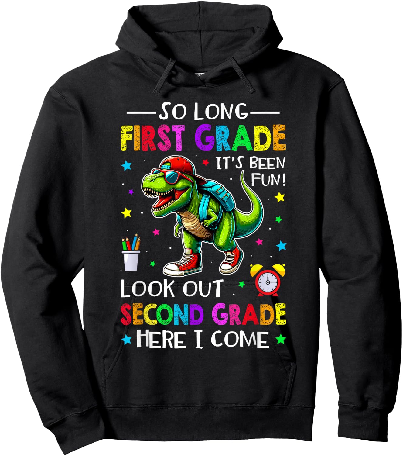 So Long First Grade Hello Second Grade Dinosaur Boys 1st Day Hoodie - Hoodie | Black