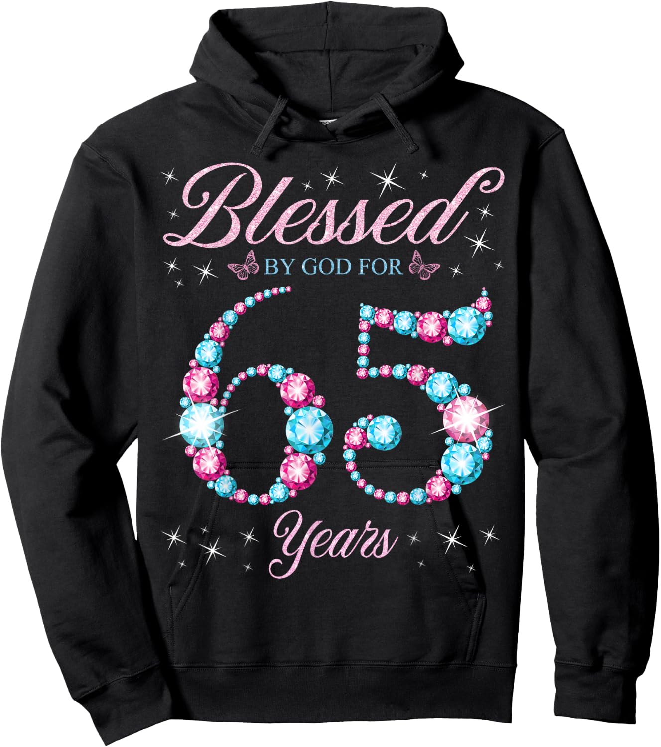 Blessed By God For 65 Years Old 65th Birthday Woman Queen Hoodie - Hoodie | Black