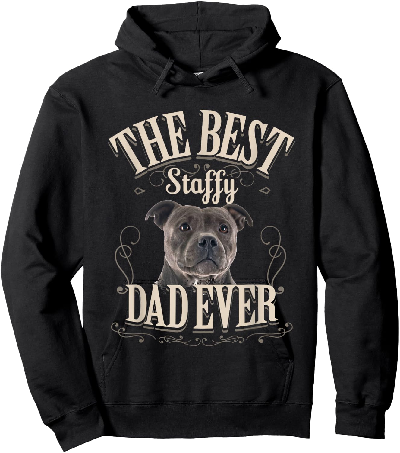 Best Staffy Dad Ever Funny Staffordshire Bull Terrier Gifts Hoodie - Hoodie | Black