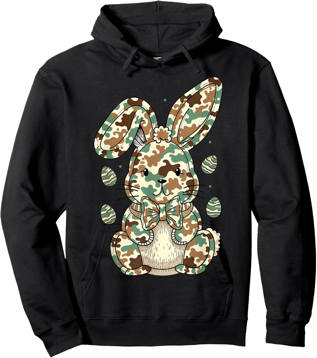 Eggs Hunter Bunny Camo Funny Rabbit Happy Easter Camouflage Hoodie - Hoodie | Black