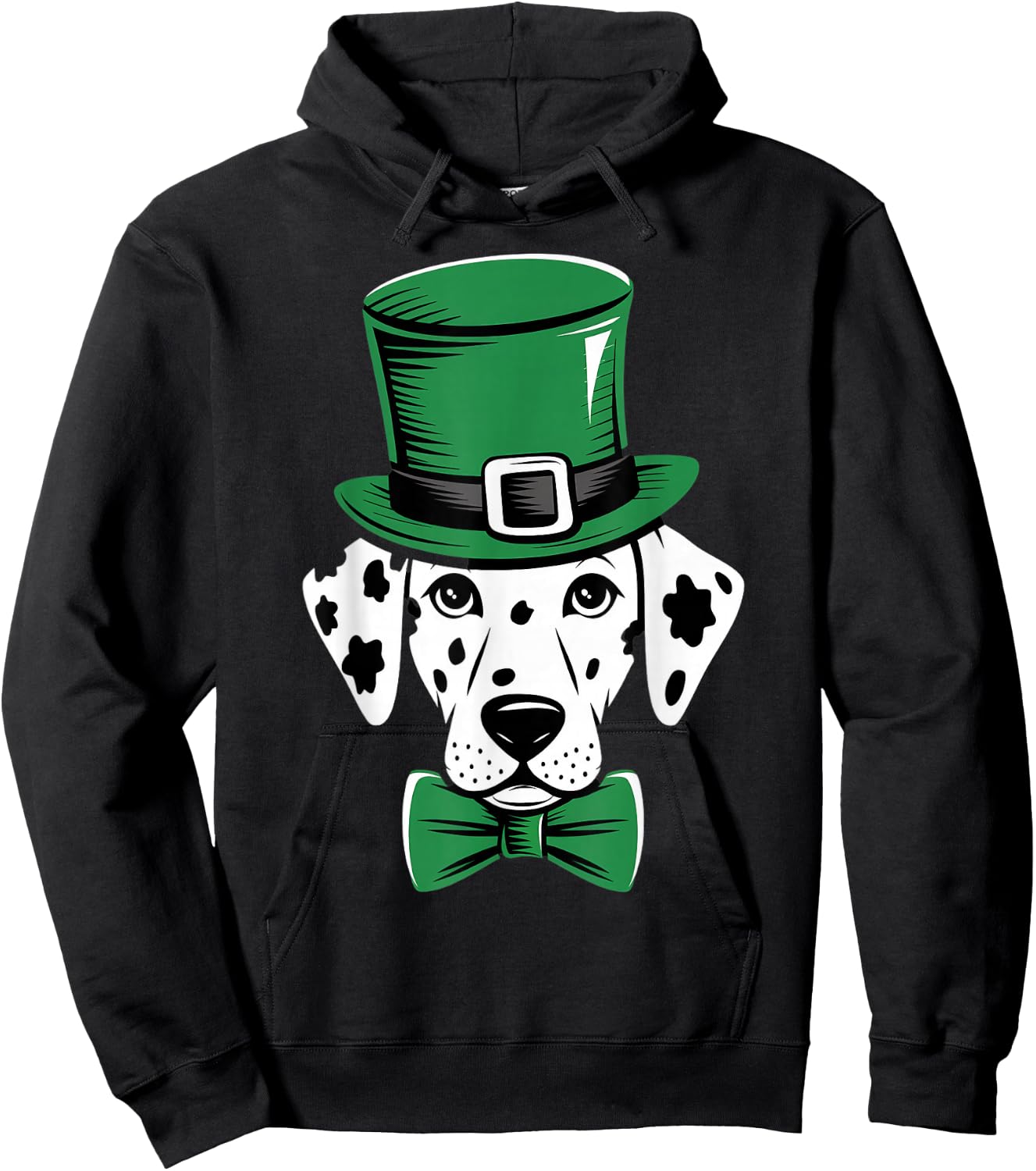 Green Dalmatian shamrock on St Patricks Day Dalmatian Hoodie - Hoodie | Black