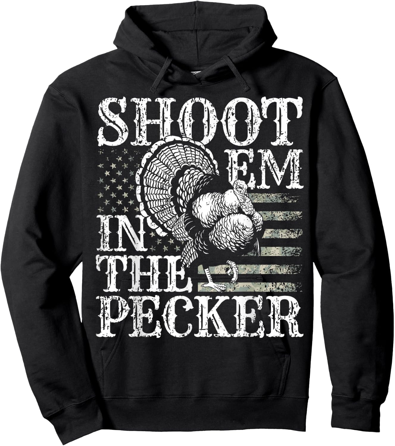 Turkey Hunting I Shoot Em In the Pecker I Turkey Hunter Hoodie - Hoodie | Black