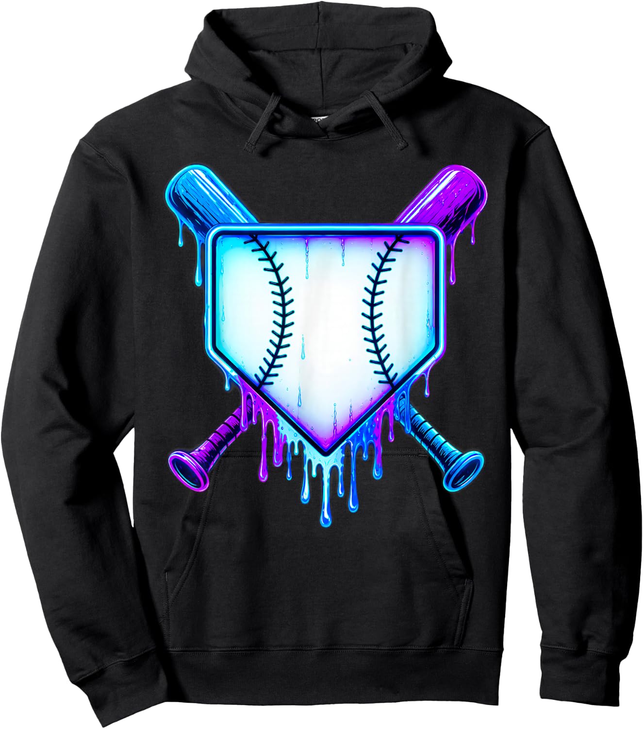 Baseball Drip Ice Cream Blue Cosmic Baseball Glow Hoodie - Hoodie | Black