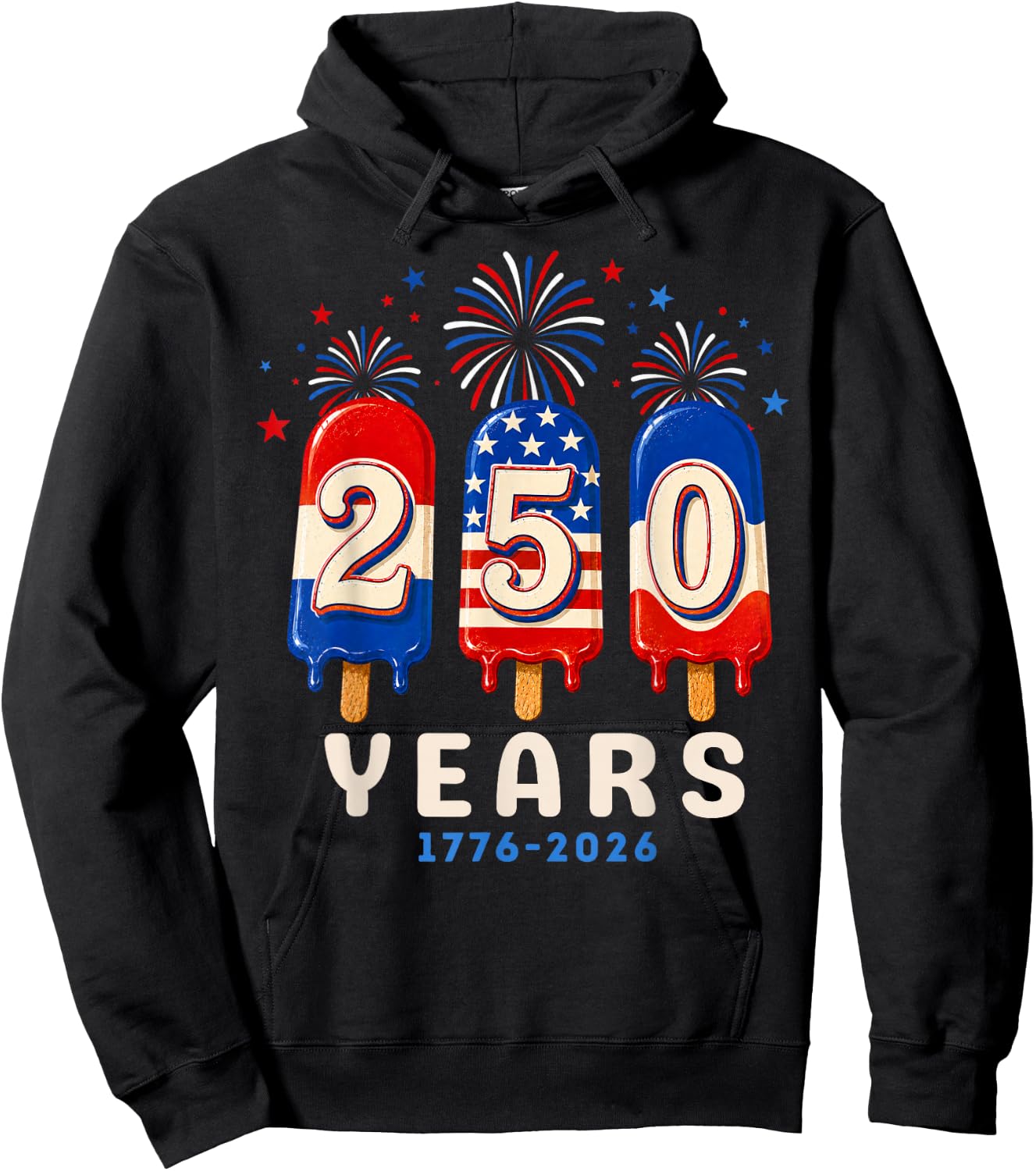 250 Anniversary USA Ice Pops 4th of July 250th Anniversary Hoodie - Hoodie | Black