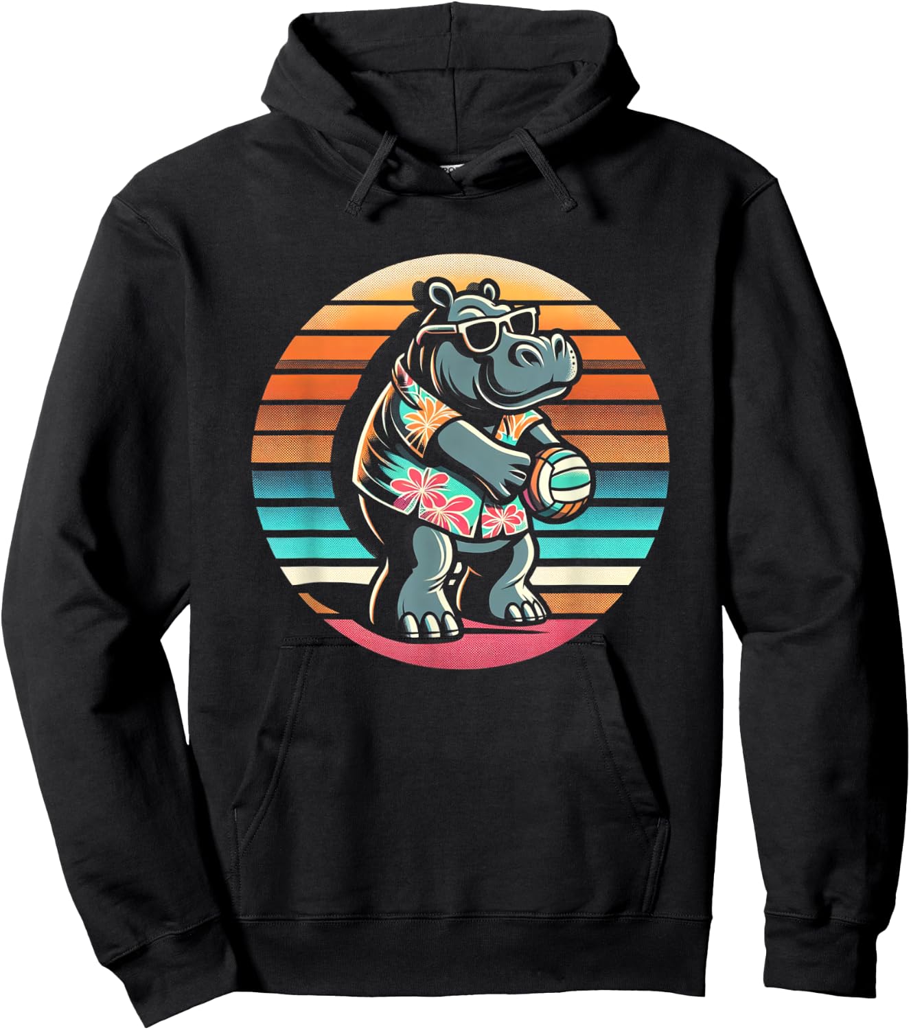 Beach Volleyball Hippo Volleyball Hoodie - Hoodie | Black