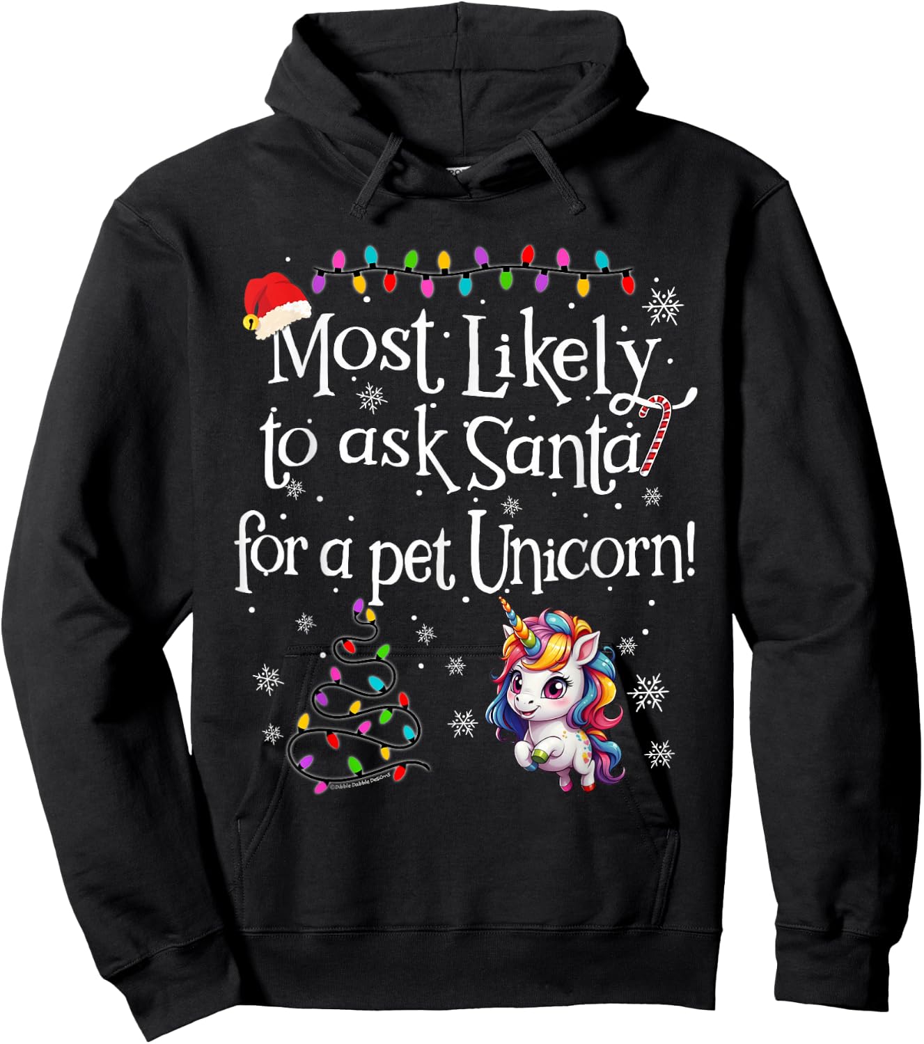 Most Likely To Ask Santa for a Pet Unicorn Funny Christmas Hoodie - Hoodie | Black