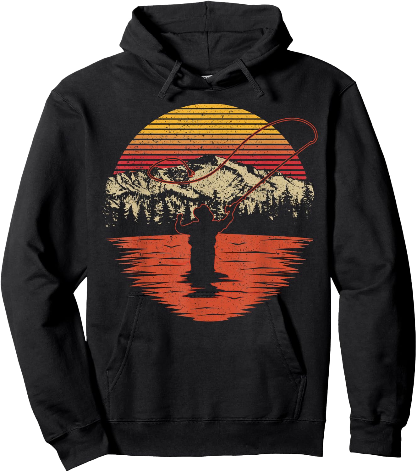 Retro Vintage Fly Fishing Shirt - Fly Fisherman Hoodie - Hoodie | Black