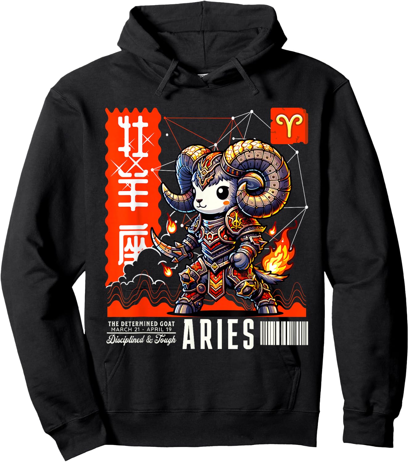 Kawaii Zodiac Sign And Aries Astrological Sign Hoodie - Hoodie | Black