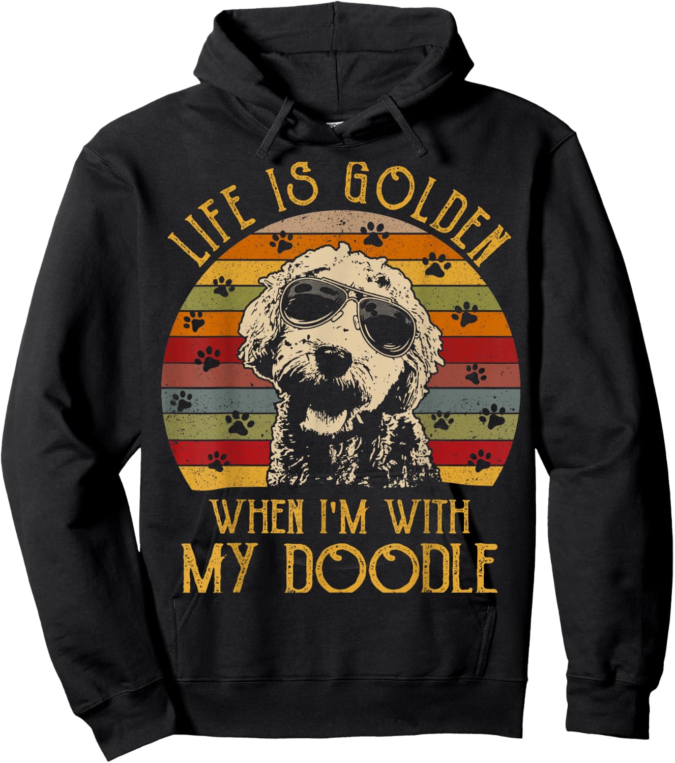 Vintage Life is Golden When Im With My Doodle Hoodie - Hoodie | Black