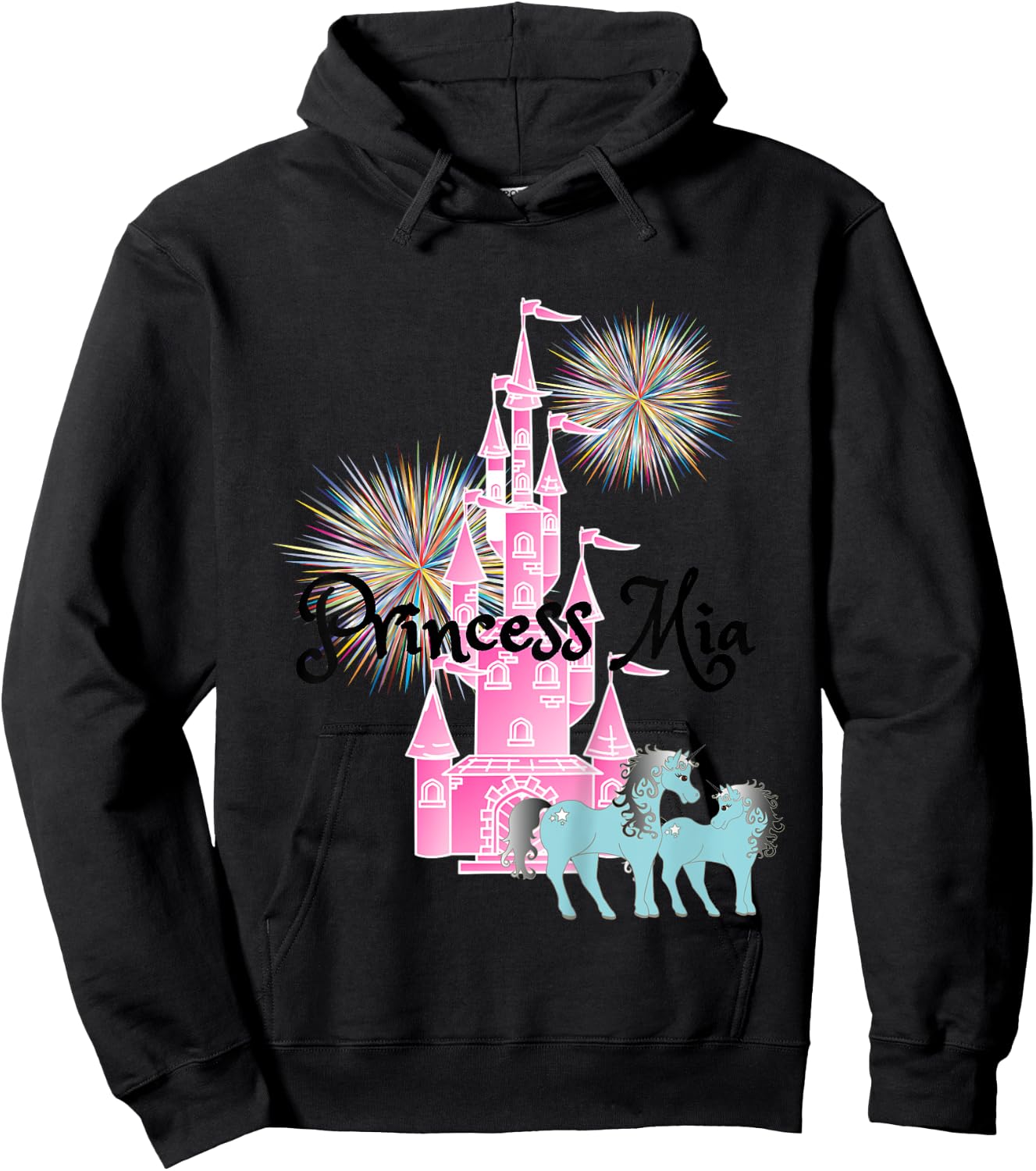 Kids Princess Mia Name Girls Personalized Custom Hoodie - Hoodie | Black