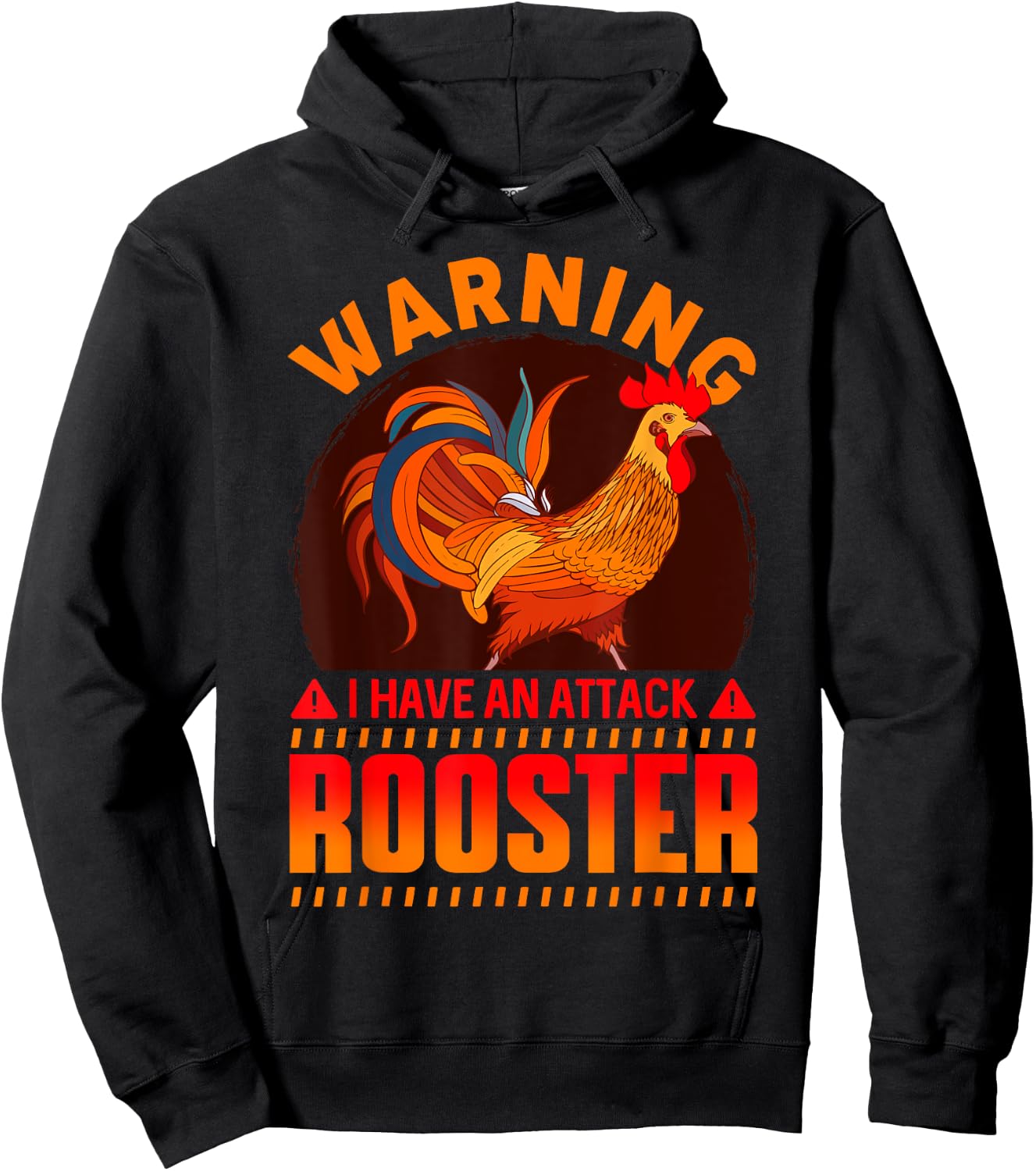 Warning Attack Rooster Look Out Funny Rooster Farm Hoodie - Hoodie | Black