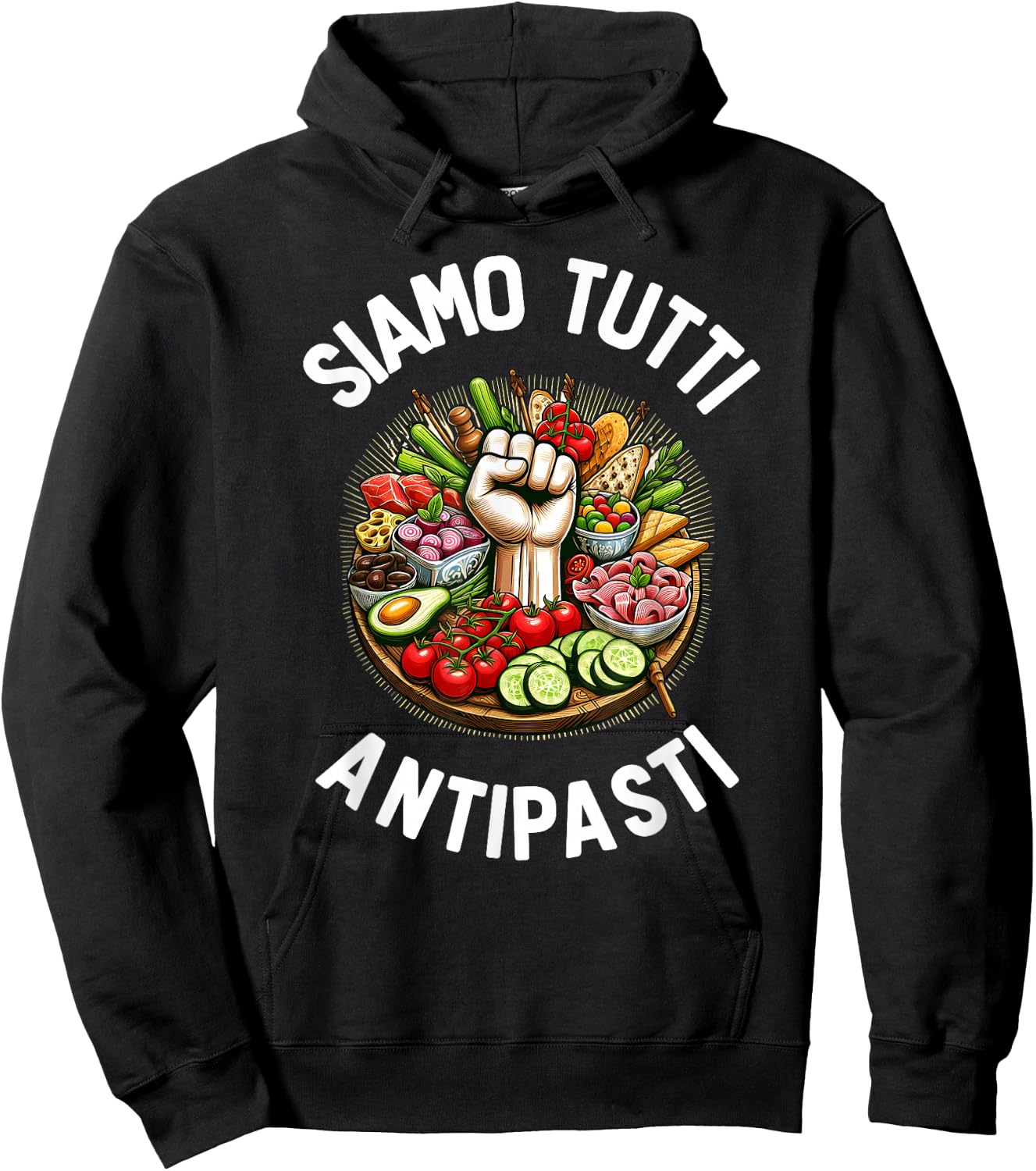 Italian Humor "Siamo Tutti Antipasti" – Antifasciste Hoodie - Hoodie | Black