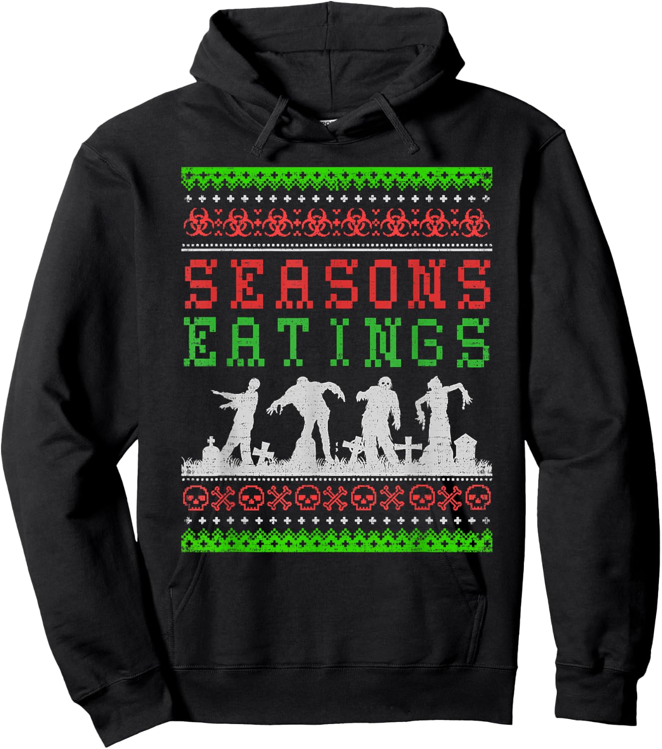 Funny SEASONS EATINGS Zombie Ugly Christmas Sweater Hoodie - Hoodie | Black
