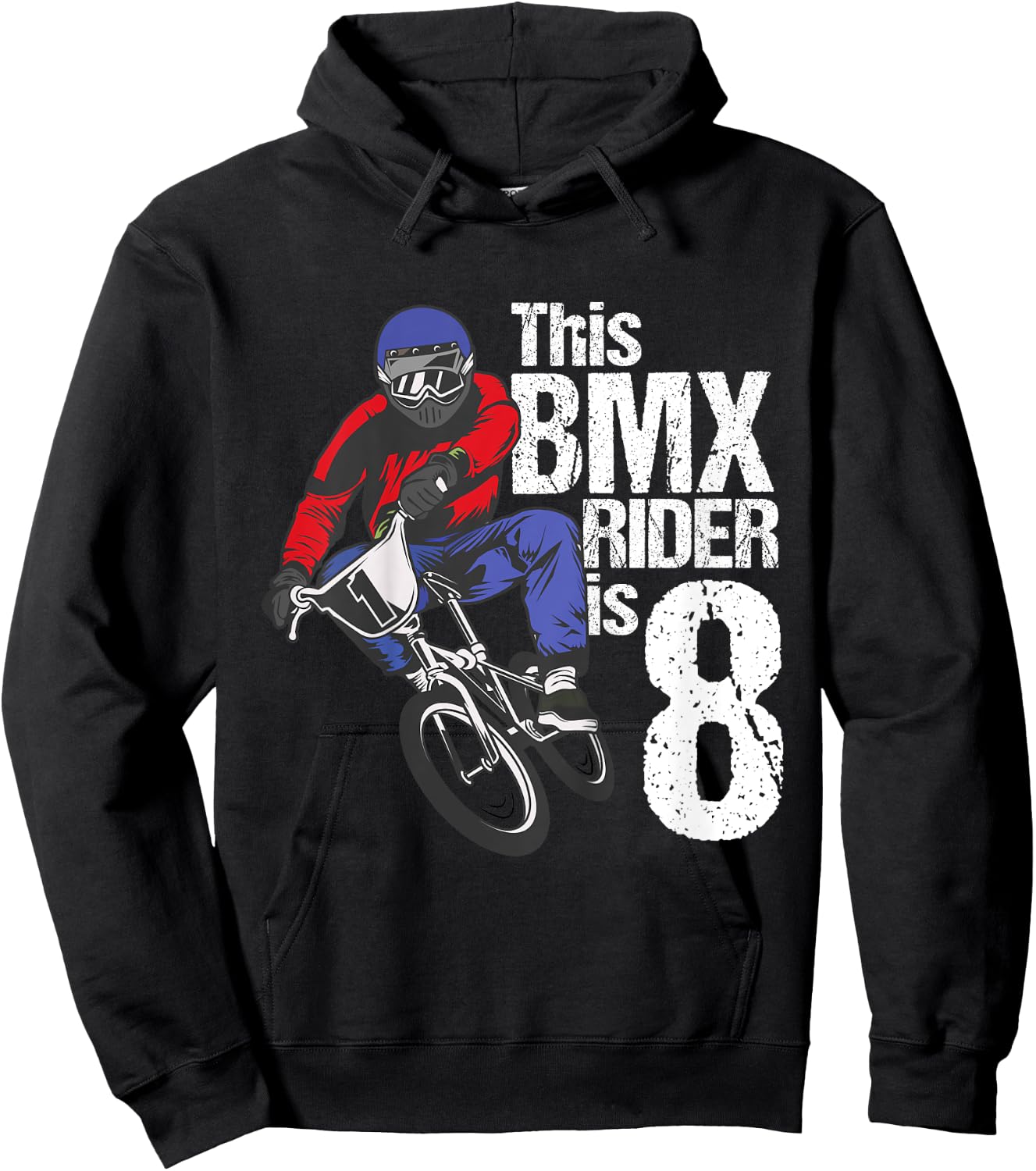 Kids 8 Year Old BMX Birthday Party Boys Dirt Bike Biking 8th Gift Hoodie - Hoodie | Black