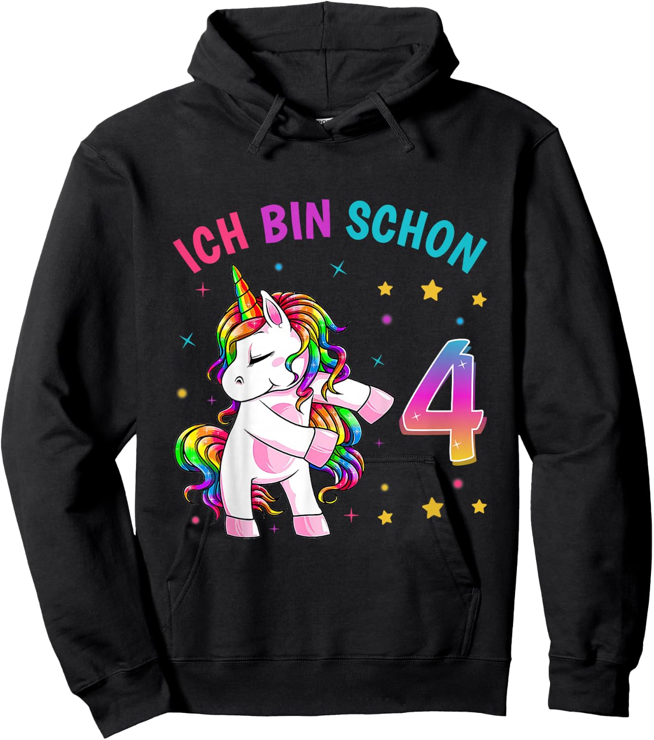 4 Geburtstag Mädchen Ich Bin 4 Jahre alt Party Einhorn Hoodie - Hoodie | Black