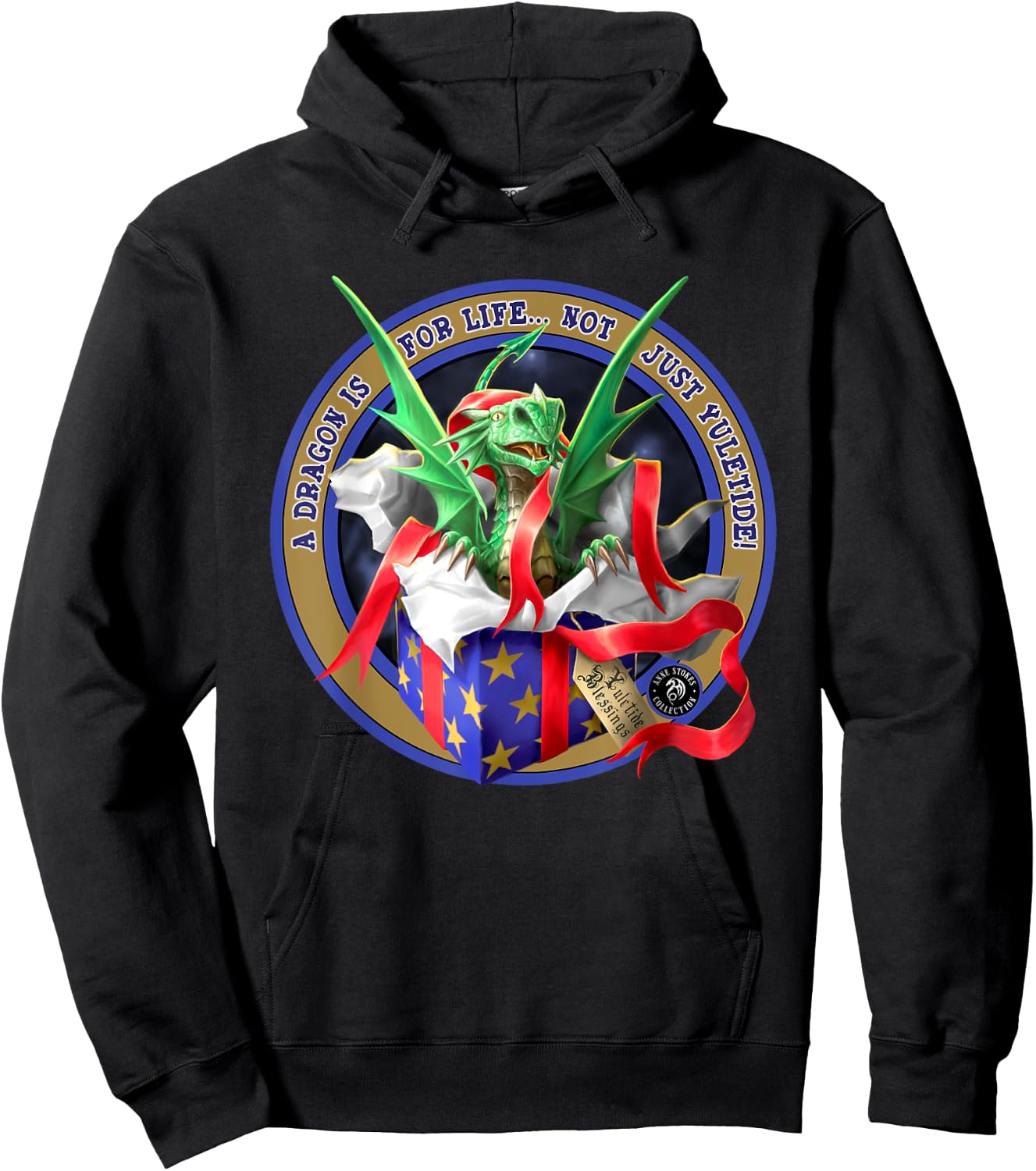 Surprise Gift Dragon Anne Stokes Collection Christmas Hoodie - Hoodie | Black