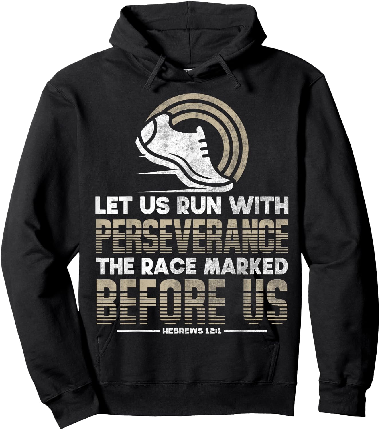 Christian Bible Verse Let us Run with Perseverance Hebrews Hoodie - Hoodie | Black