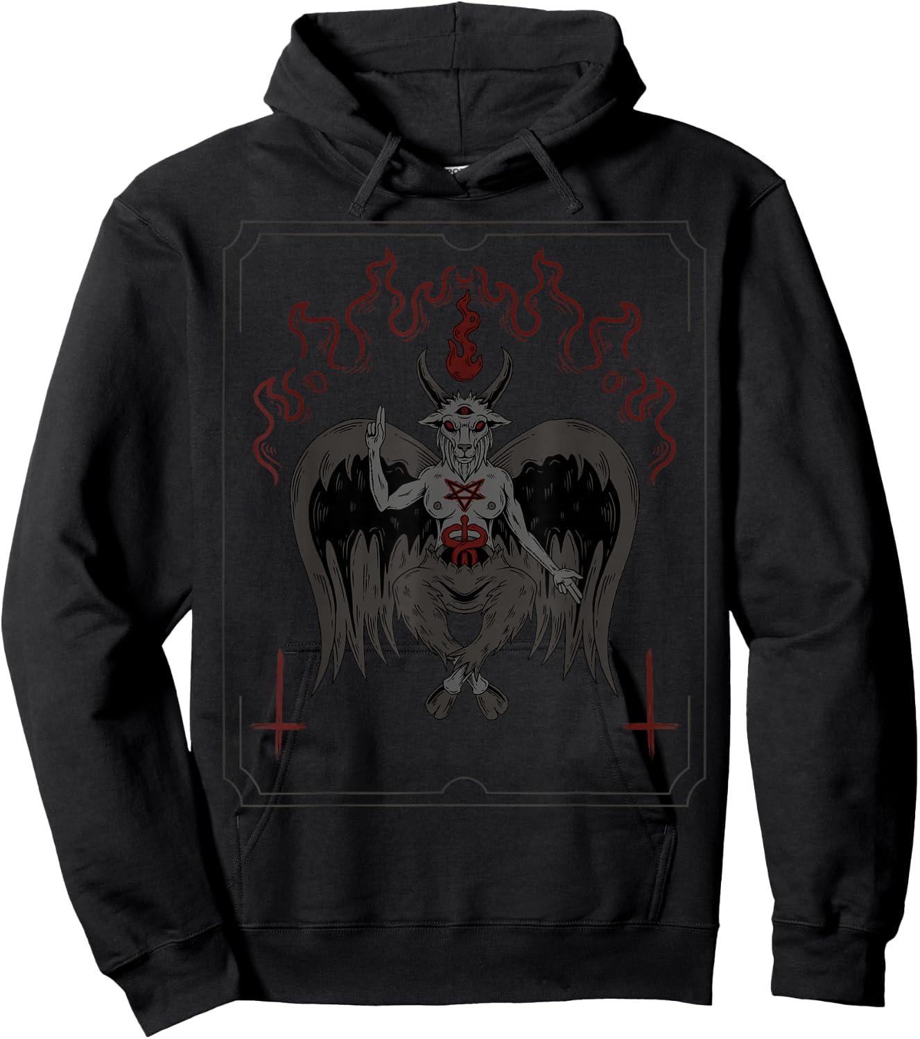 Lucifer Sigil Satan Satanic Goat Goth Baphomet Occult Gothic Hoodie - Hoodie | Black