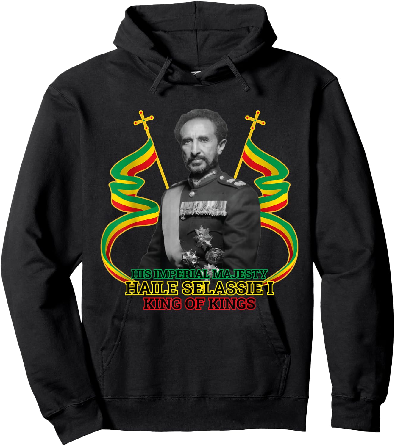 Ras Tafari His Imperial Majesty Haile Selassie Hoodie - Hoodie | Black