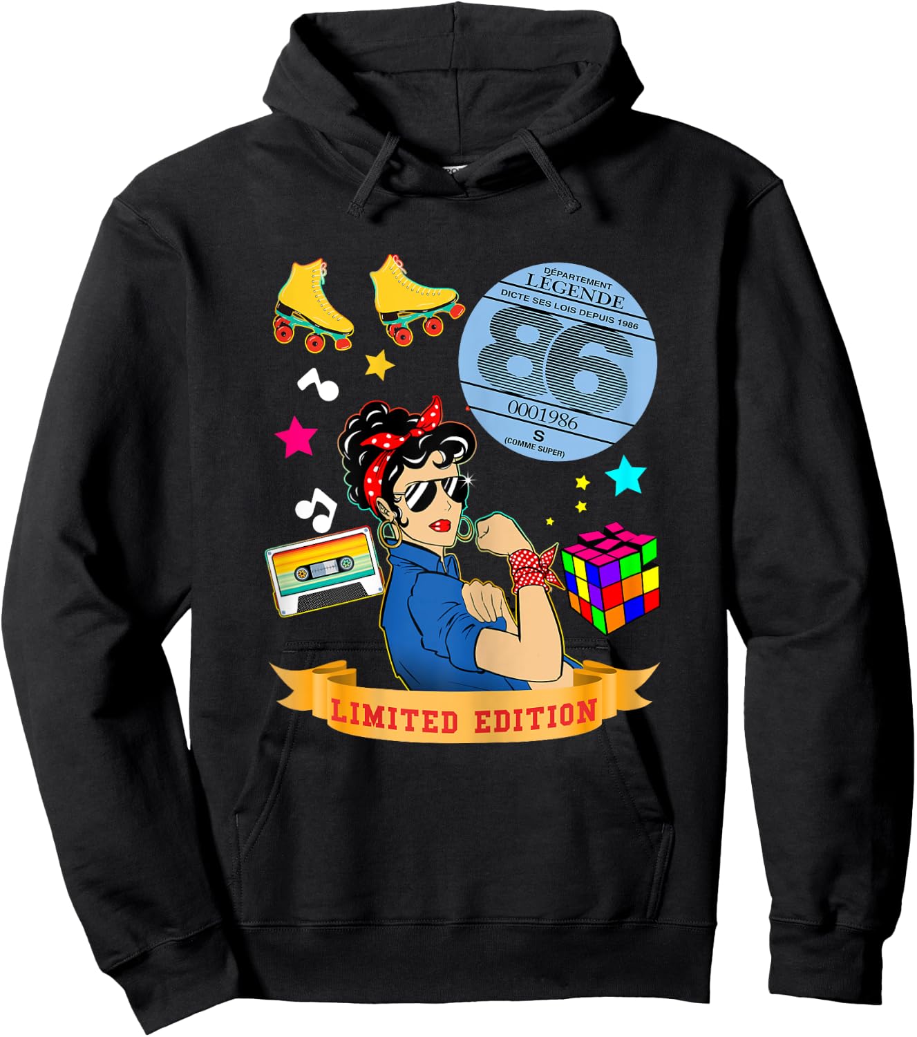 Anniversaire 1986 Vignette Auto Femme 39 Ans Légende Vintage Hoodie - Hoodie | Black