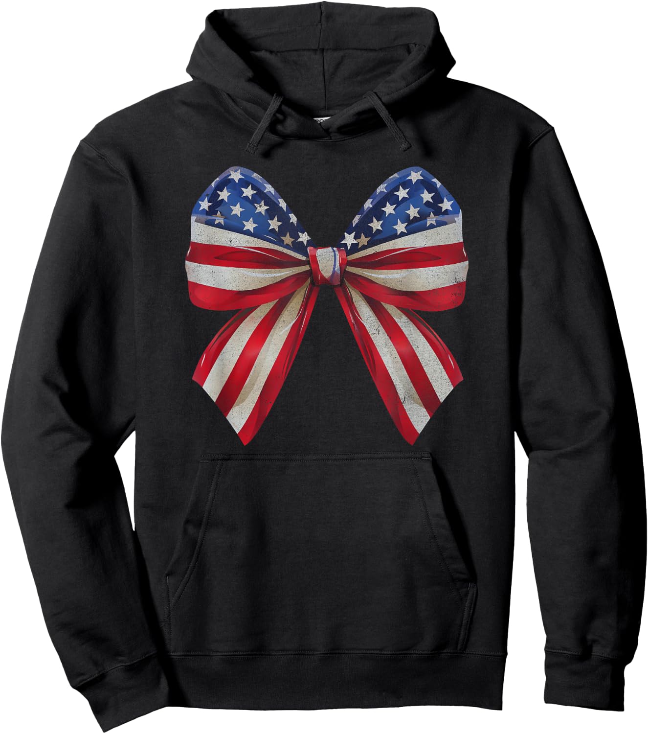 Coquette American Girly Coquette Bow 4th of July Hoodie - Hoodie | Black