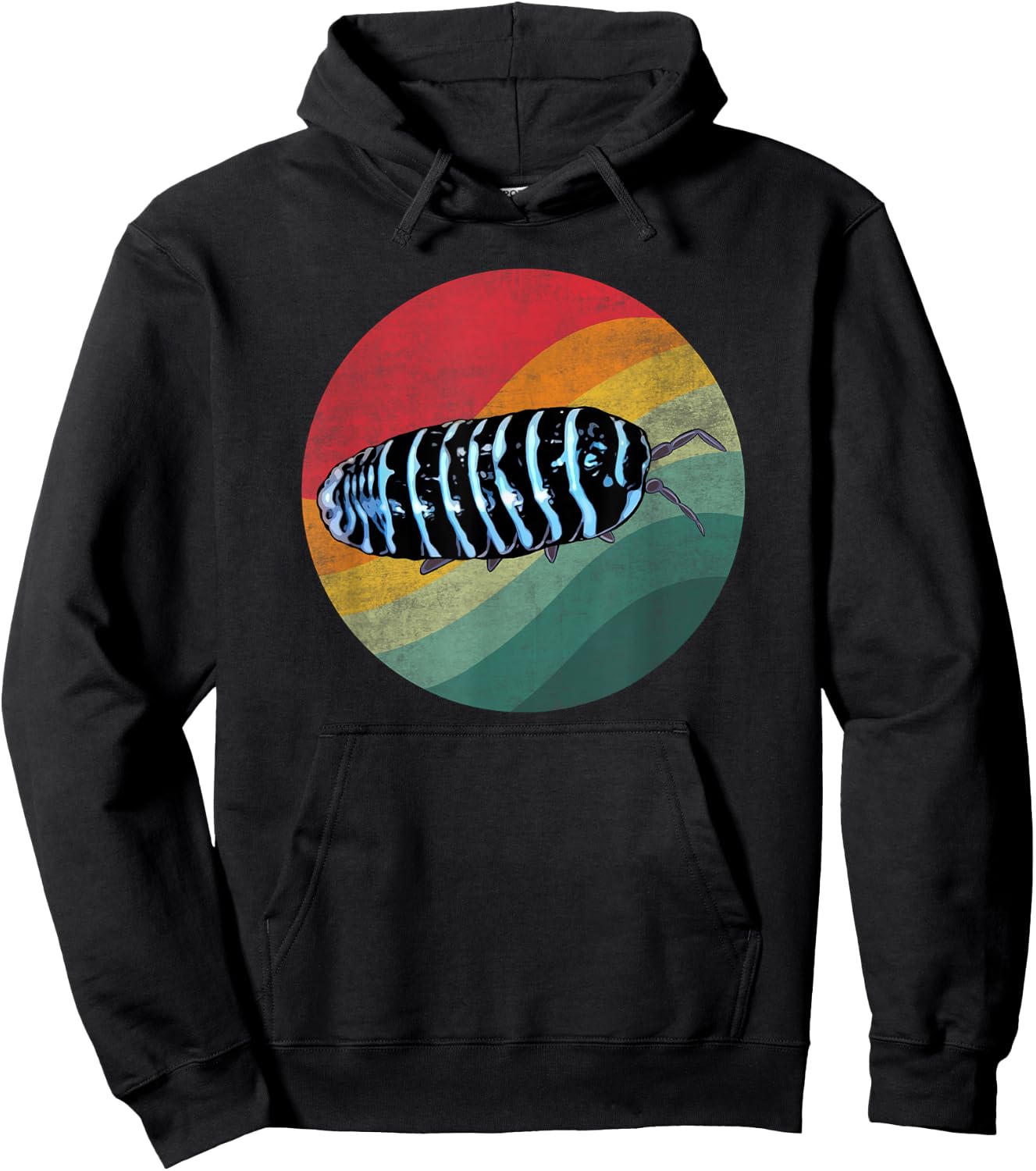 Retro Zebra Isopod Roly Poly Funny Pill Bug Isopod Lover Hoodie - Hoodie | Black