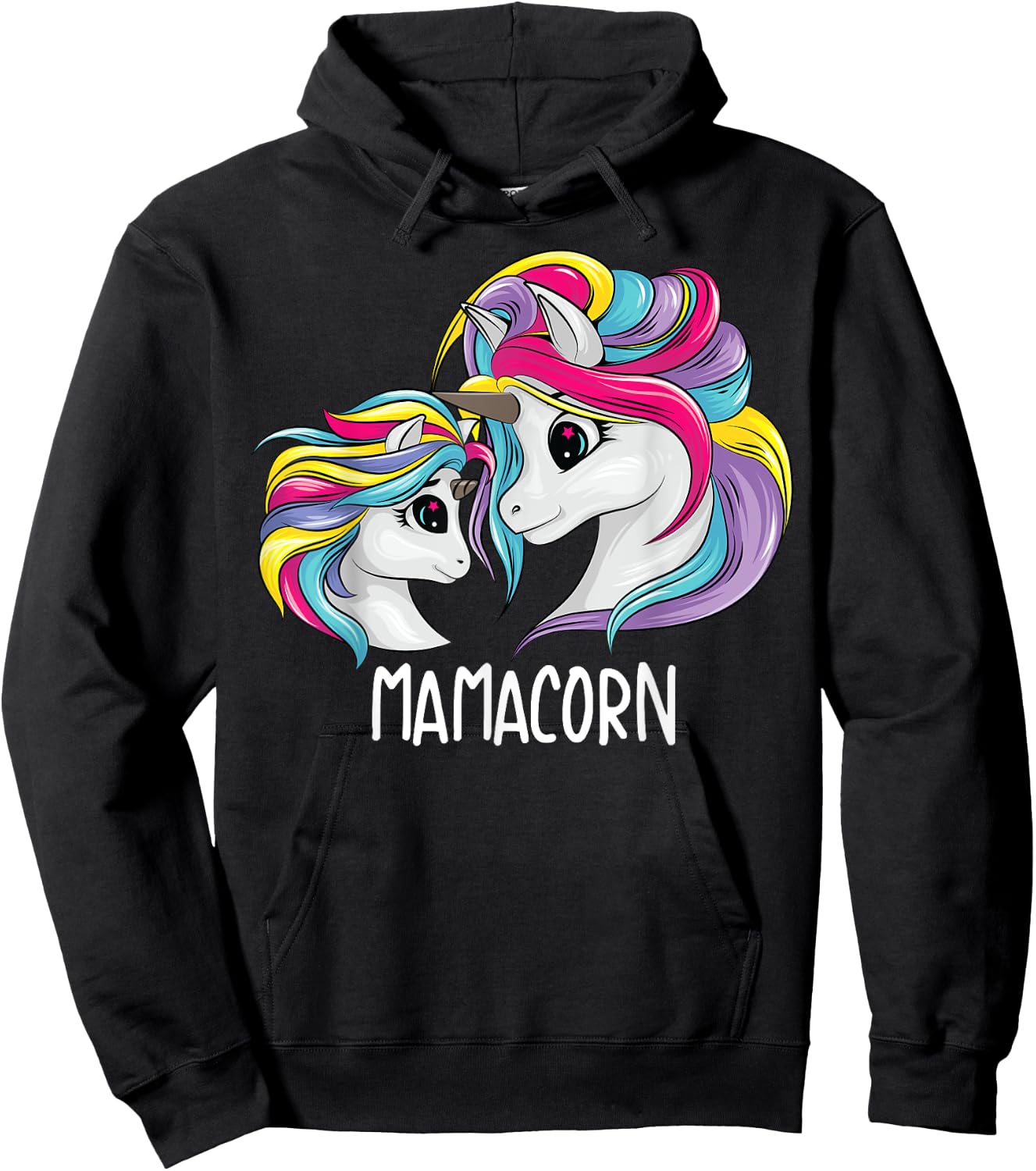 Cute Mom Baby Mama Unicorn Funny Mamacorn Gift Mom Hoodie - Hoodie | Black