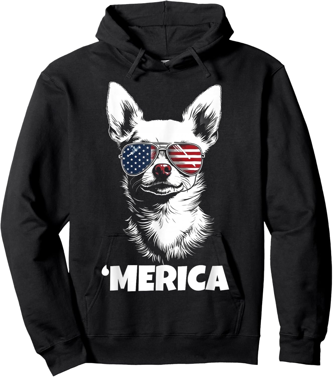 American Flag Merica chihuahua dog 4th Of July kids women Hoodie - Hoodie | Black