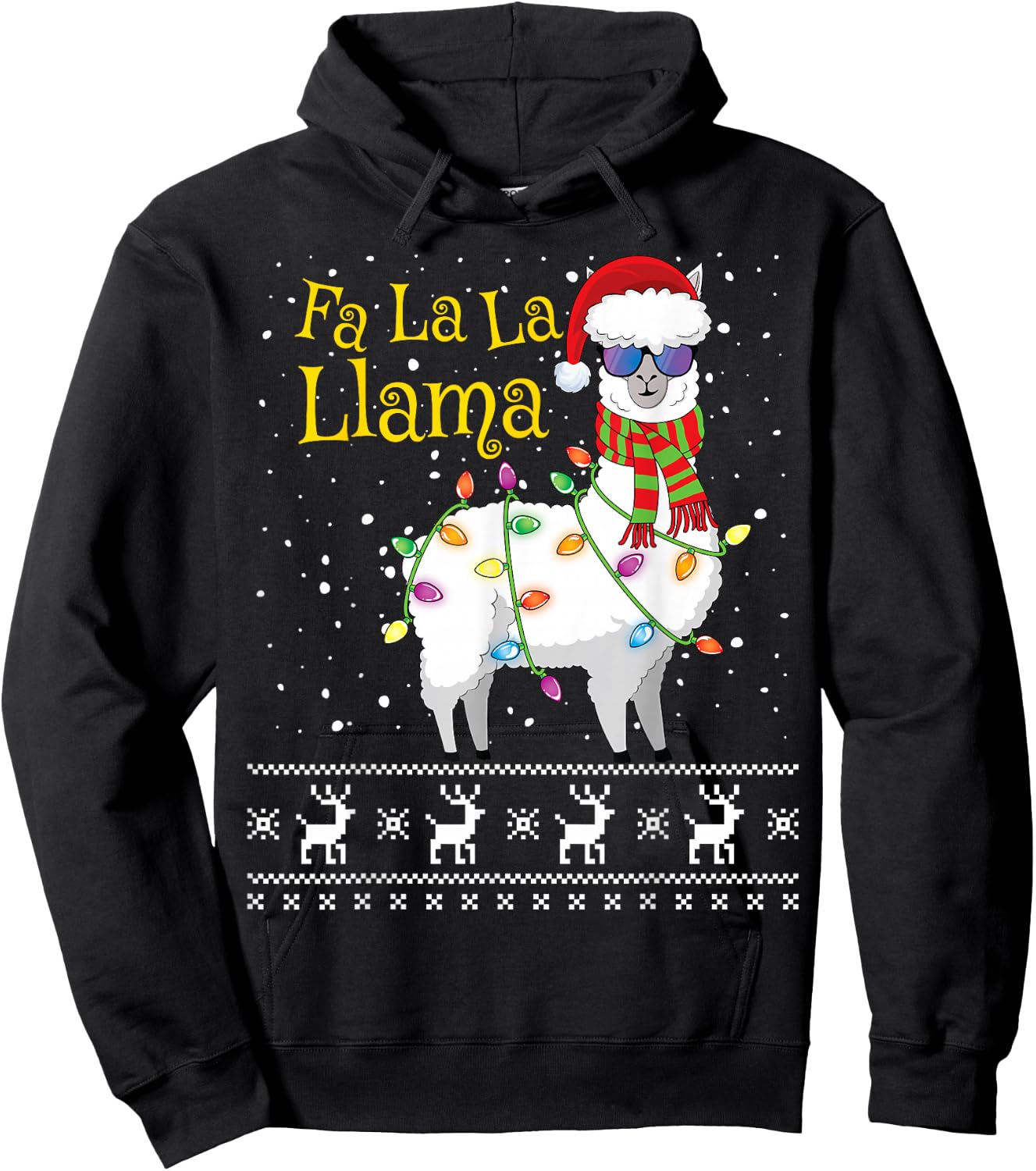 Fa La La Llama Christmas Shirt Funny Christmas Llama Hoodie - Hoodie | Black