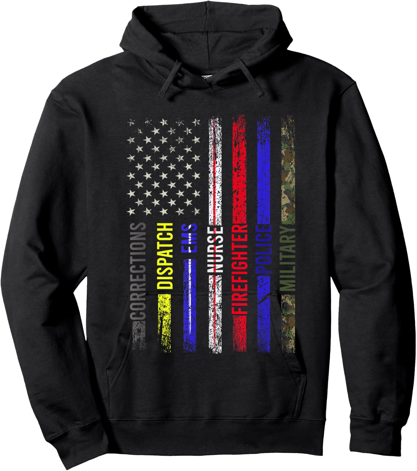First Responder - Front Line Workers - US Flag - Patriotic Men Hoodie - Hoodie | Black