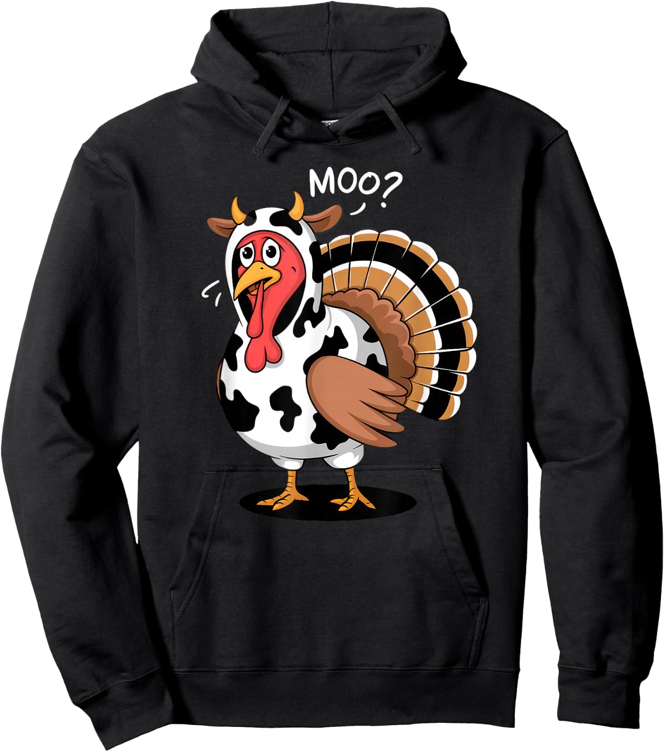 Thanksgiving Turkey Moo Cow Funny Fall , Men Hoodie - Hoodie | Black