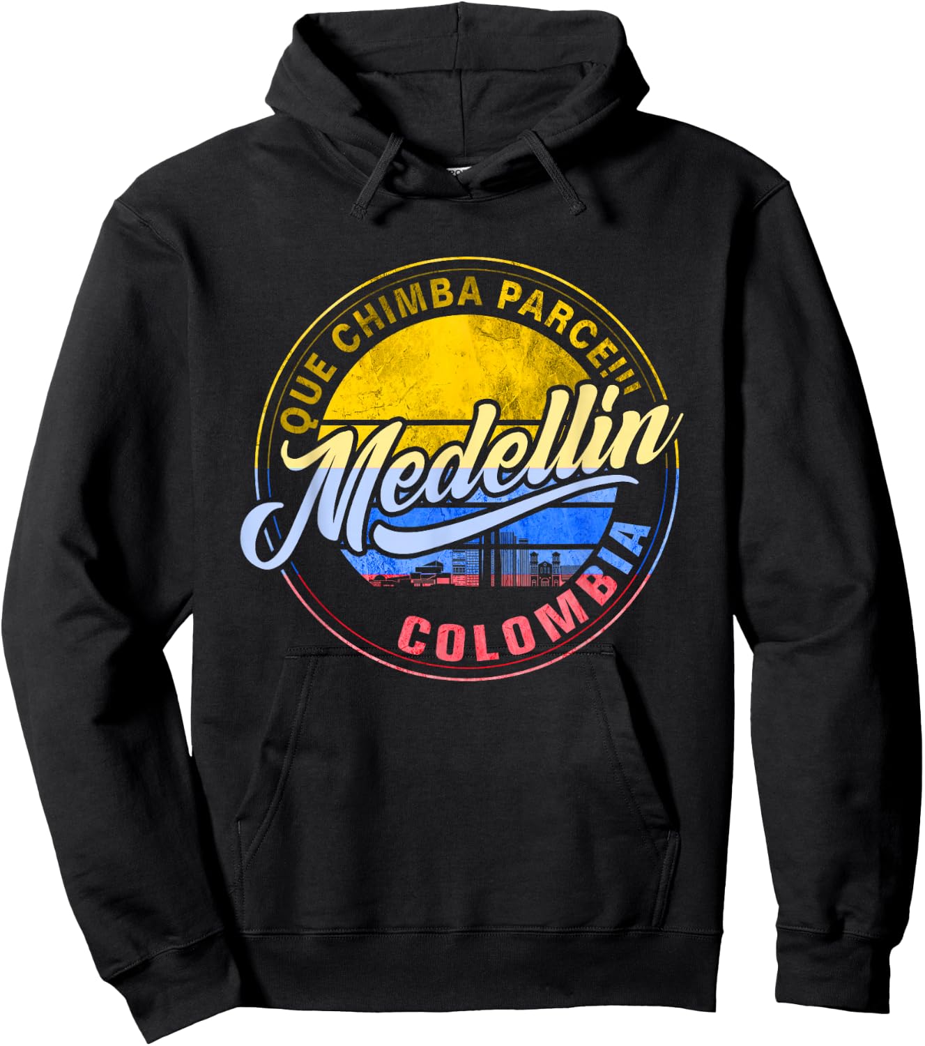 Que Chimba Because Medellin Medal Flag Colombia Hoodie - Hoodie | Black