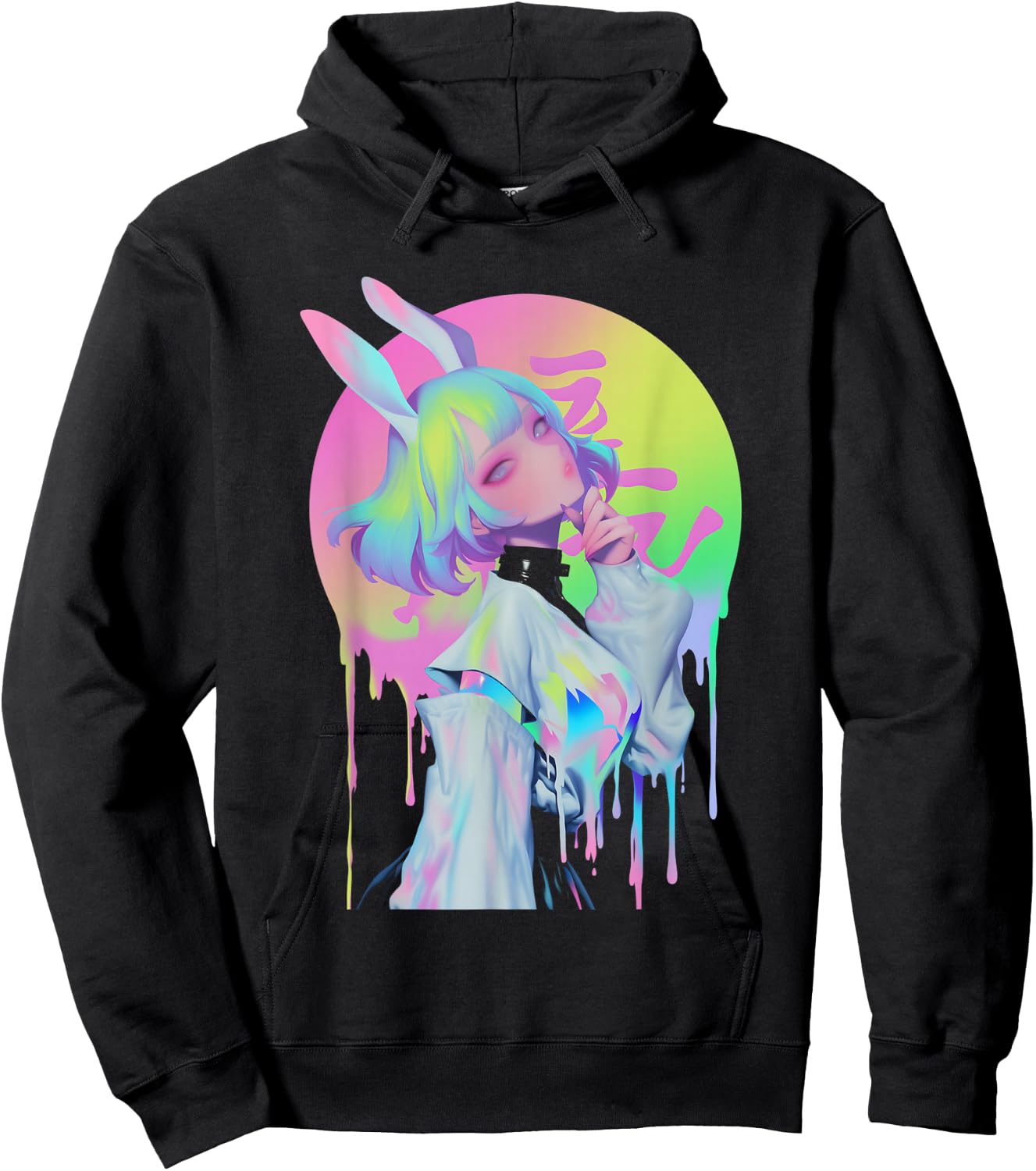 Anime Manga Cyberpunk Aesthetic Techwear Harajuku Bunny Hoodie - Hoodie | Black