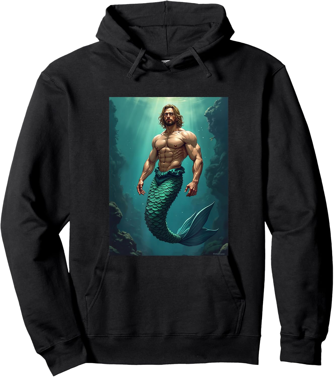 LGBTQ Transgender Gay Muscle Daddy Mermaid Gay Merman Hoodie - Hoodie | Black
