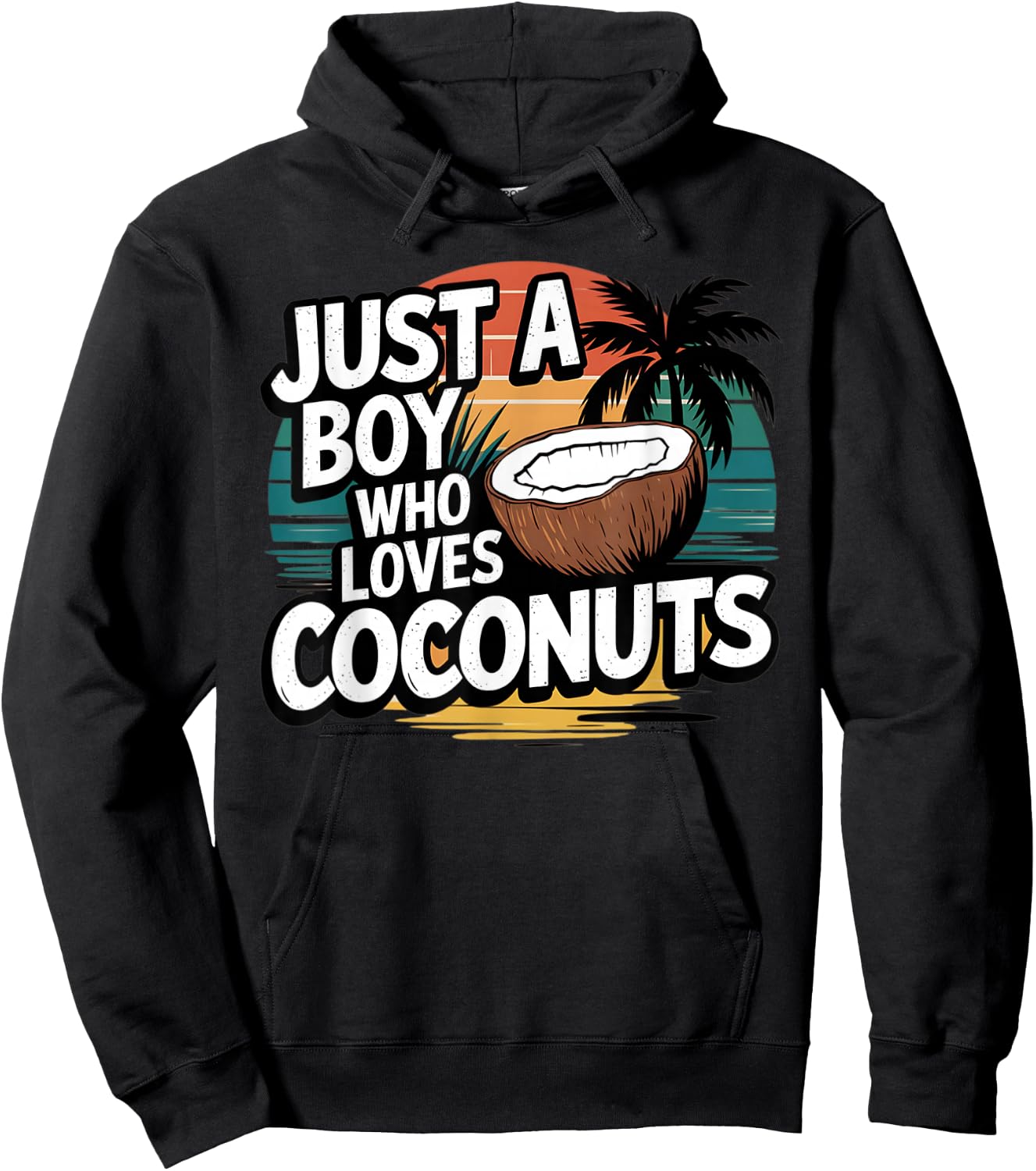 Just A Boy Who Loves Coconuts Retro Summer Hoodie - Hoodie | Black
