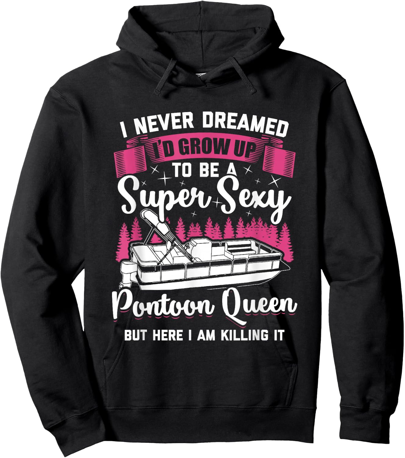 Vintage Pontoon Captain Women Funny Pontoon Queen Hoodie - Hoodie | Black
