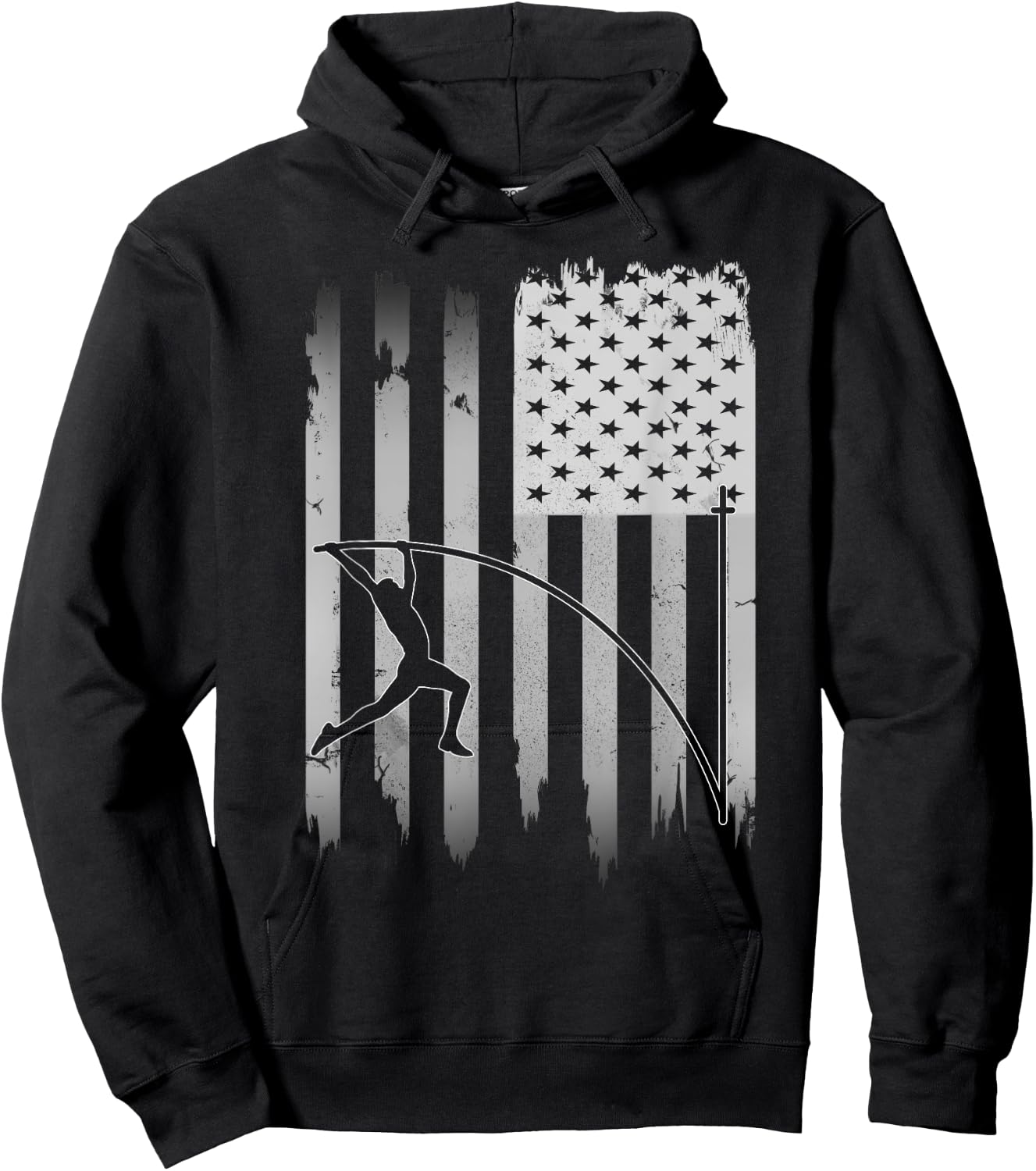 Pole Vault USA American Flag 4th of July Jump Sports Gift Hoodie - Hoodie | Black