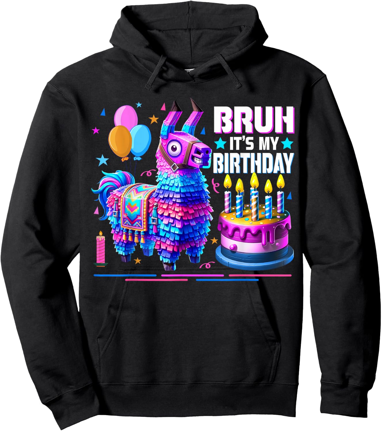 Bruh Its My Birthday Llama Pinata Cinco De Mayo Party Bday Hoodie - Hoodie | Black