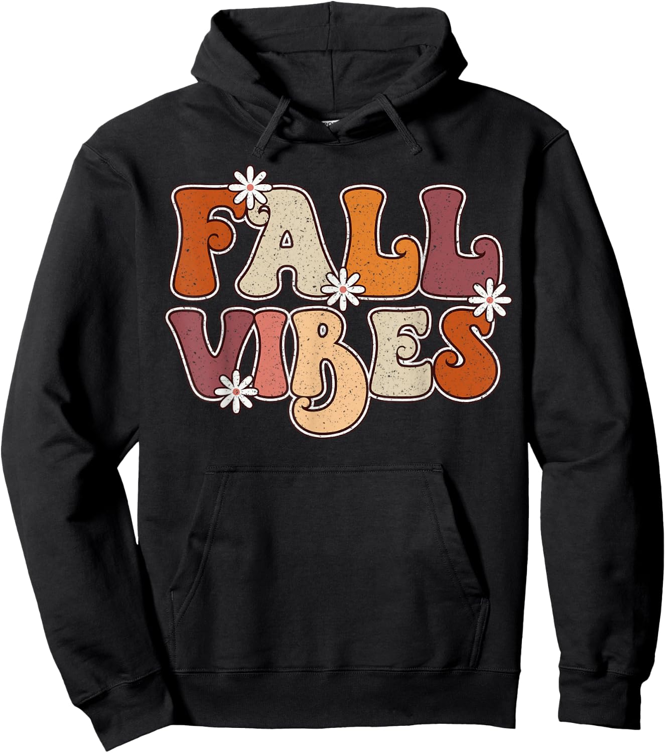 Fall Vibes Retro Groovy Thanksgiving Autumn Fall Lover Women Hoodie - Hoodie | Black