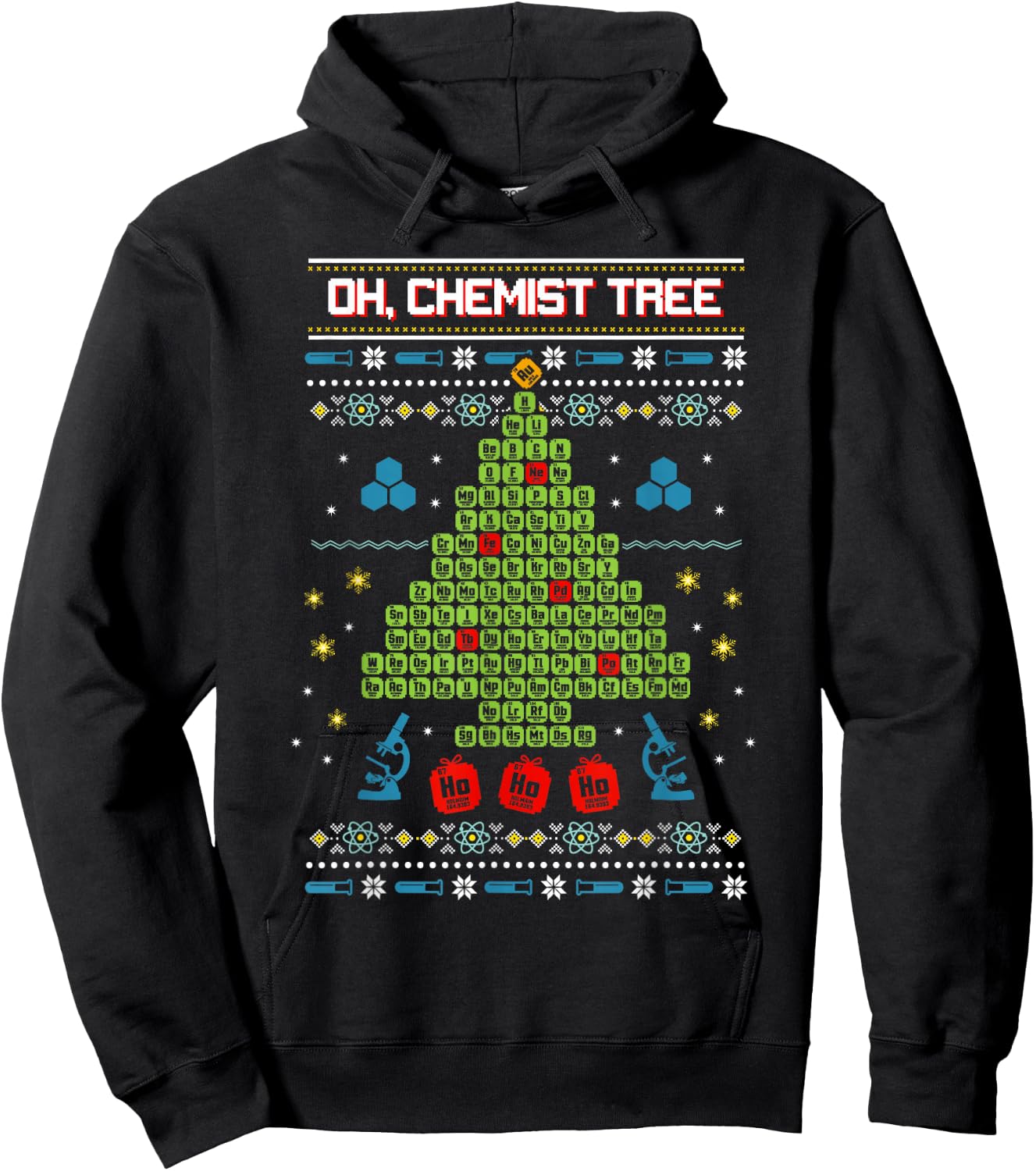 Oh, Chemist Tree - Chemistry Tree Christmas Science Hoodie - Hoodie | Black