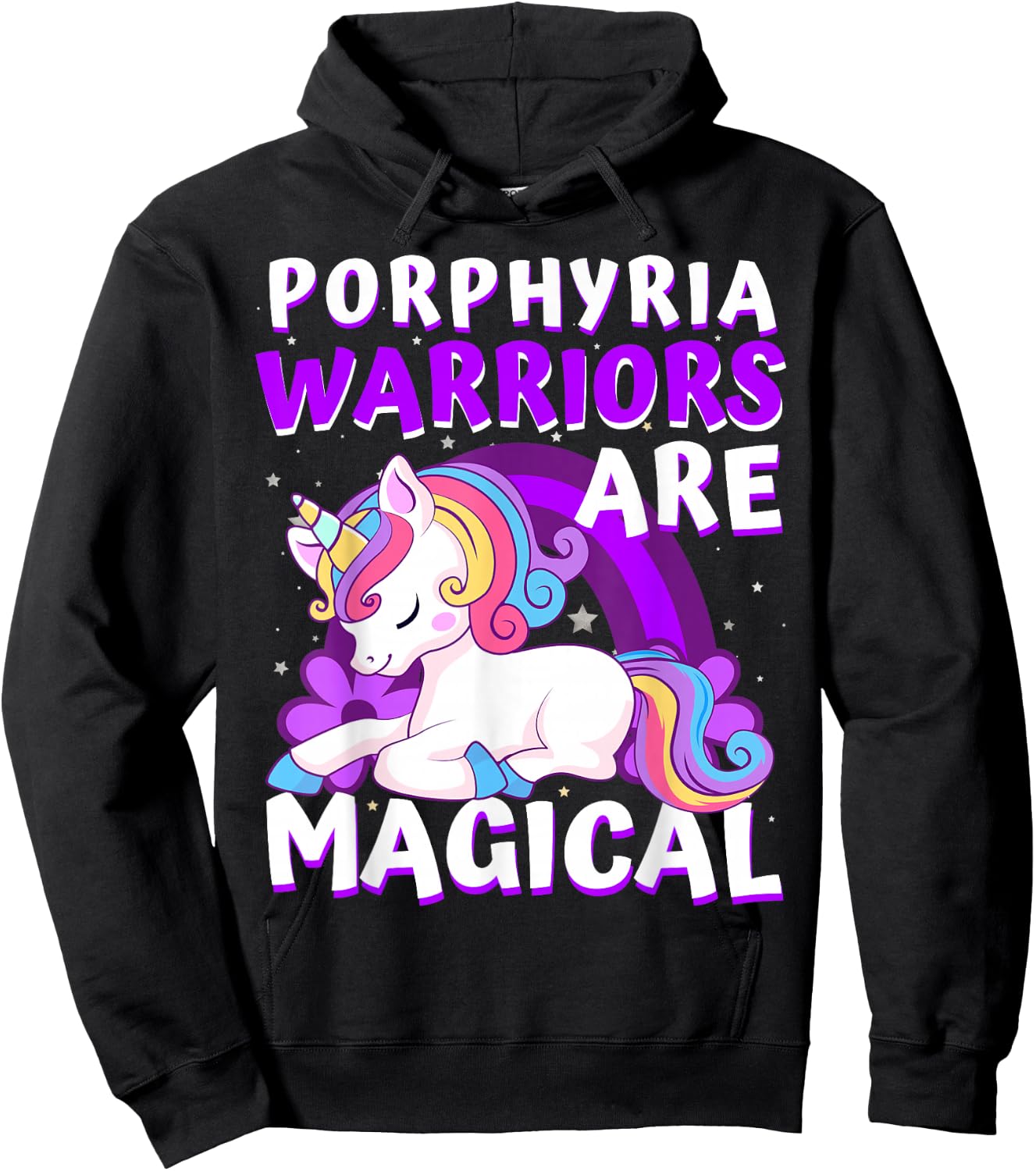 Warriors Are Magical Porphyria Awareness Ribbon Unicorn Hoodie - Hoodie | Black