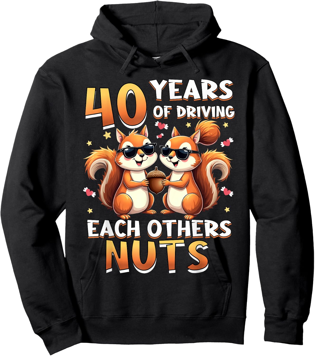 40 Years Of Driving Each Other Nuts Squirrel Couple Matching Hoodie - Hoodie | Black